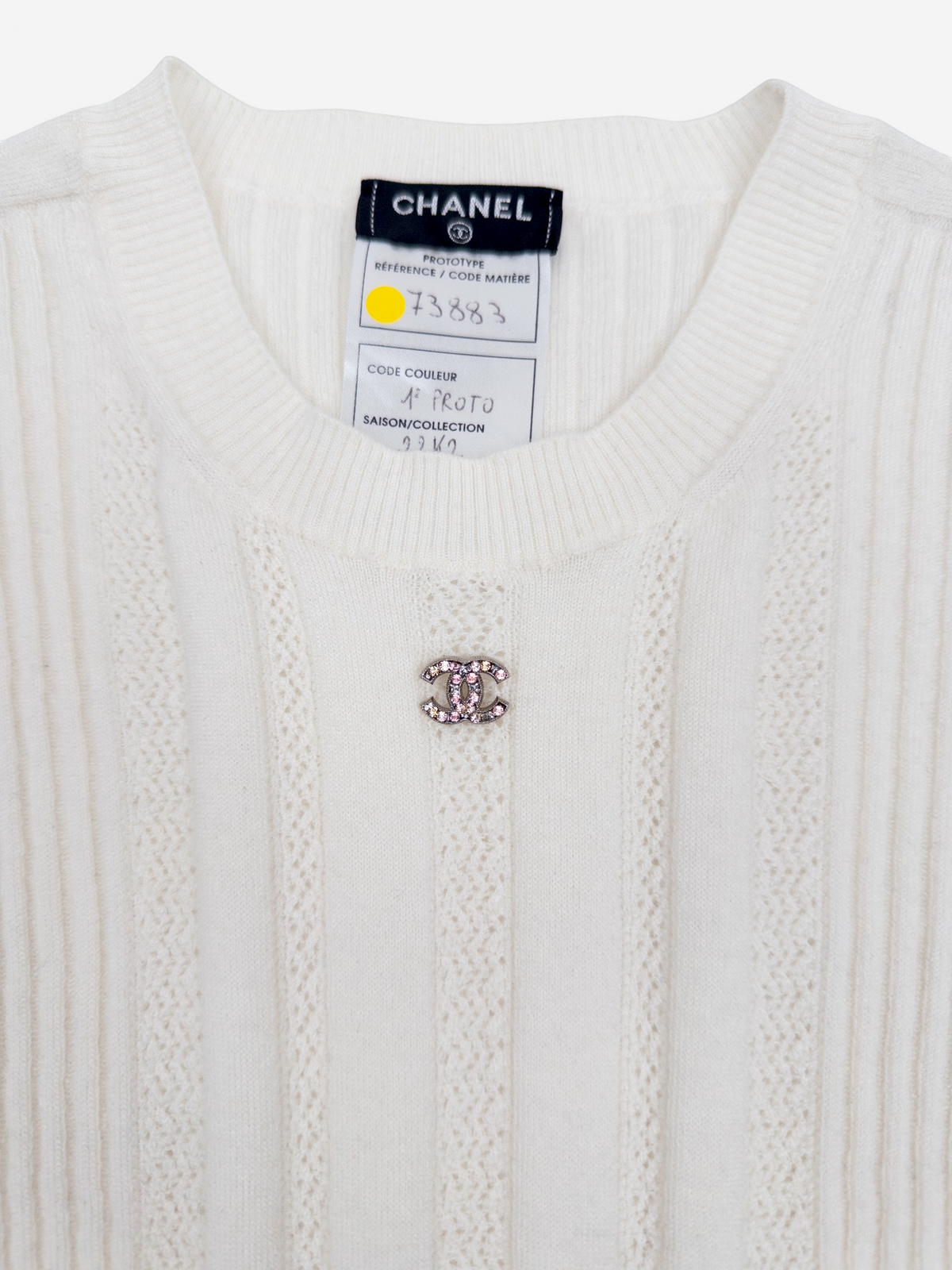 Chanel SS22 Prototype Crystal CC Bodycon Ribbed Knit Mini Dress