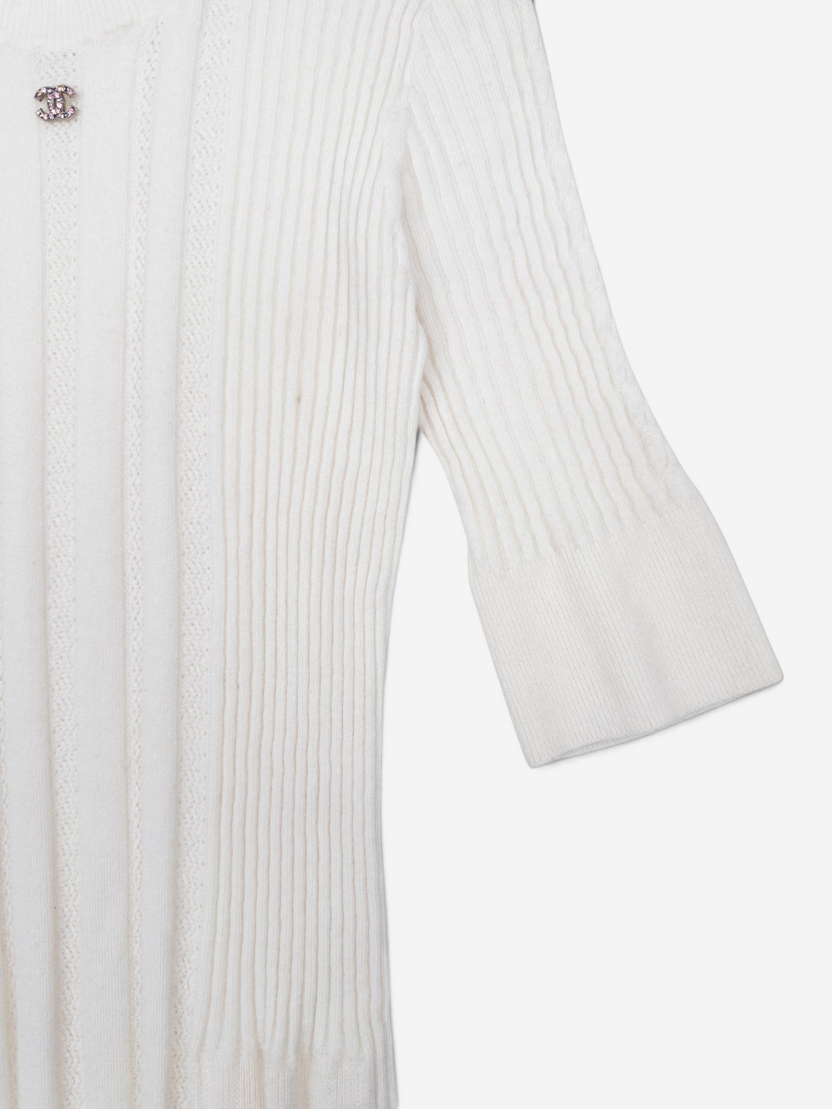 Chanel SS22 Prototype Crystal CC Bodycon Ribbed Knit Mini Dress