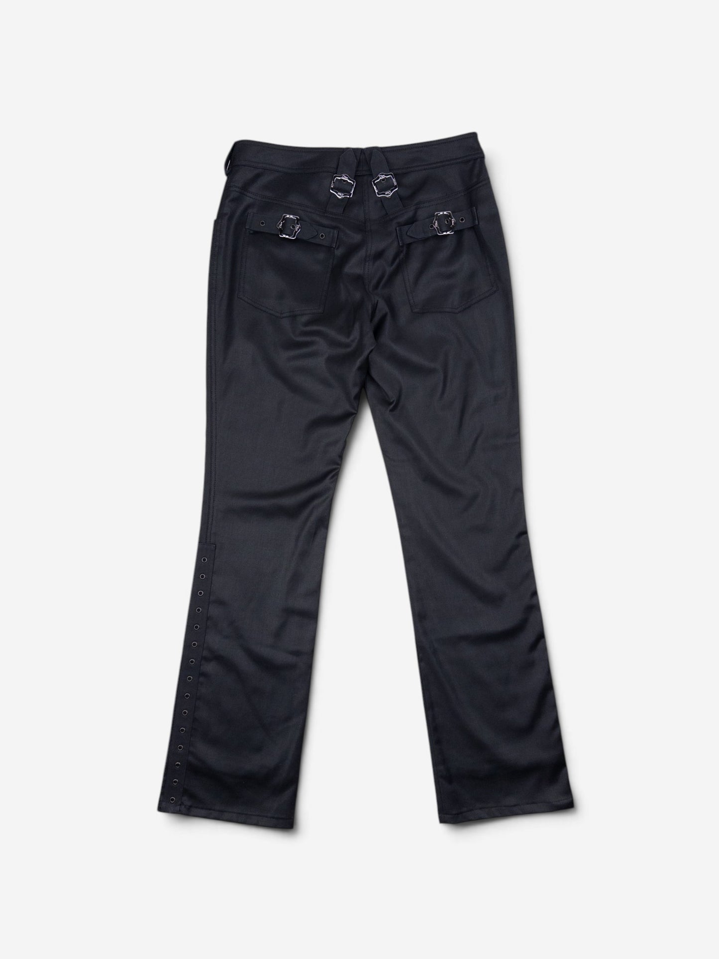 Dior by Galliano SS03 Coated Bootcut Bondage Biker Pants – back view