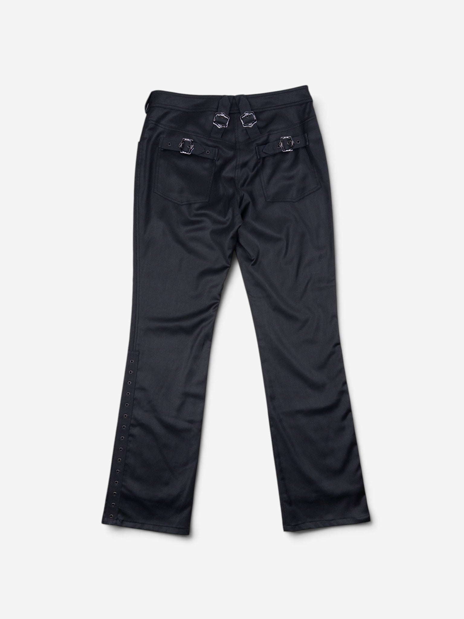 Dior by Galliano SS03 Coated Bootcut Bondage Biker Pants – back view