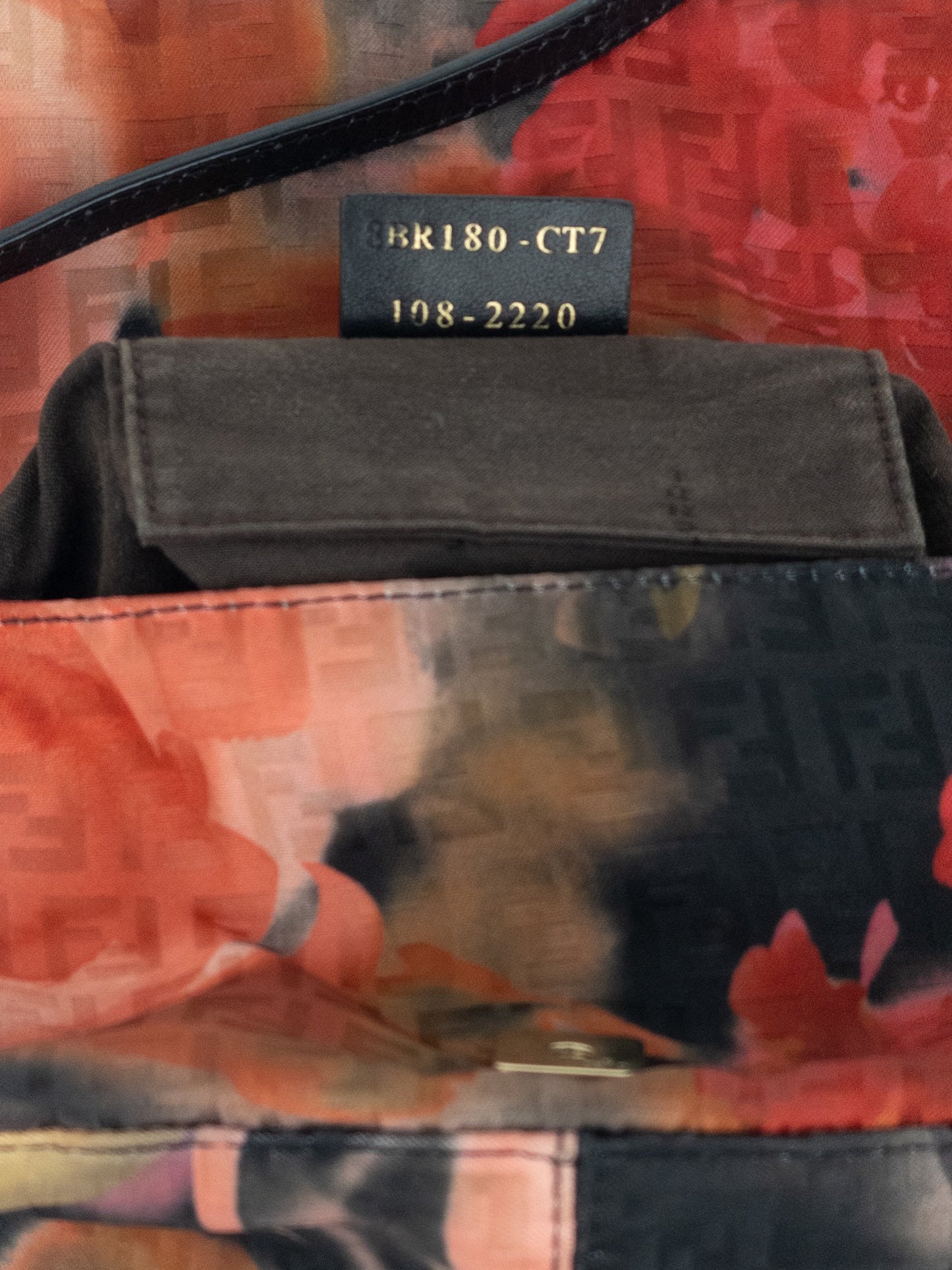Fendi 2000s Zucchino Monogram Abstract Floral Baguette Shoulder Bag