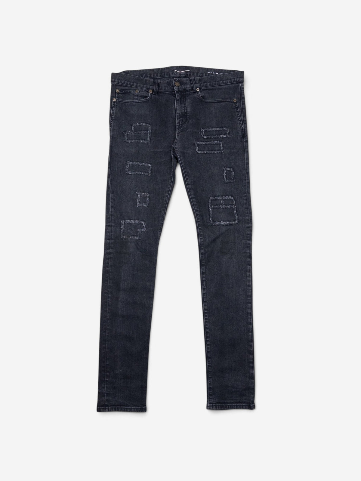 Saint Laurent by Anthony Vaccarello AW16 D02 Scab Patch Denim Jeans – front view