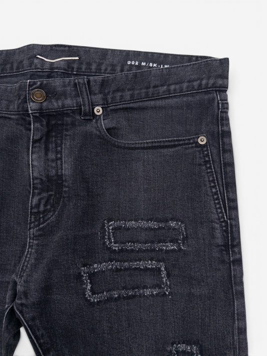 Saint Laurent by Anthony Vaccarello AW16 D02 Scab Patch Denim Jeans – scab patch detail