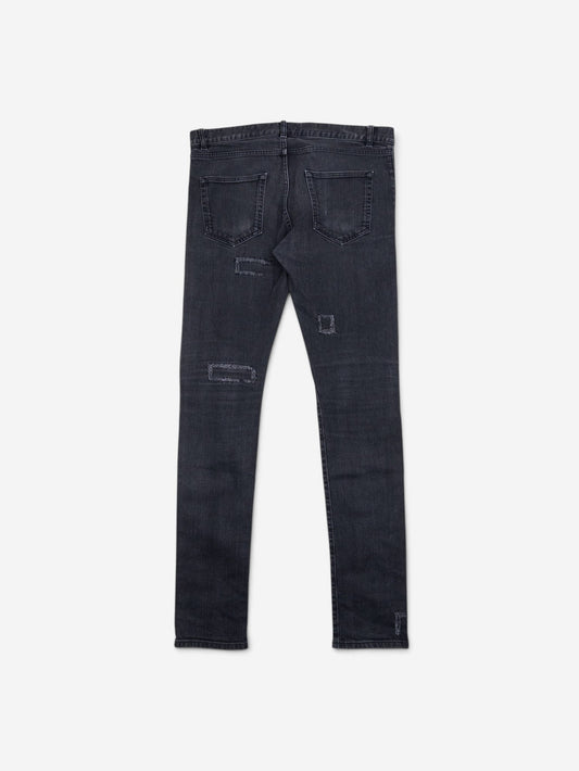 Saint Laurent by Anthony Vaccarello AW16 D02 Scab Patch Denim Jeans – back view