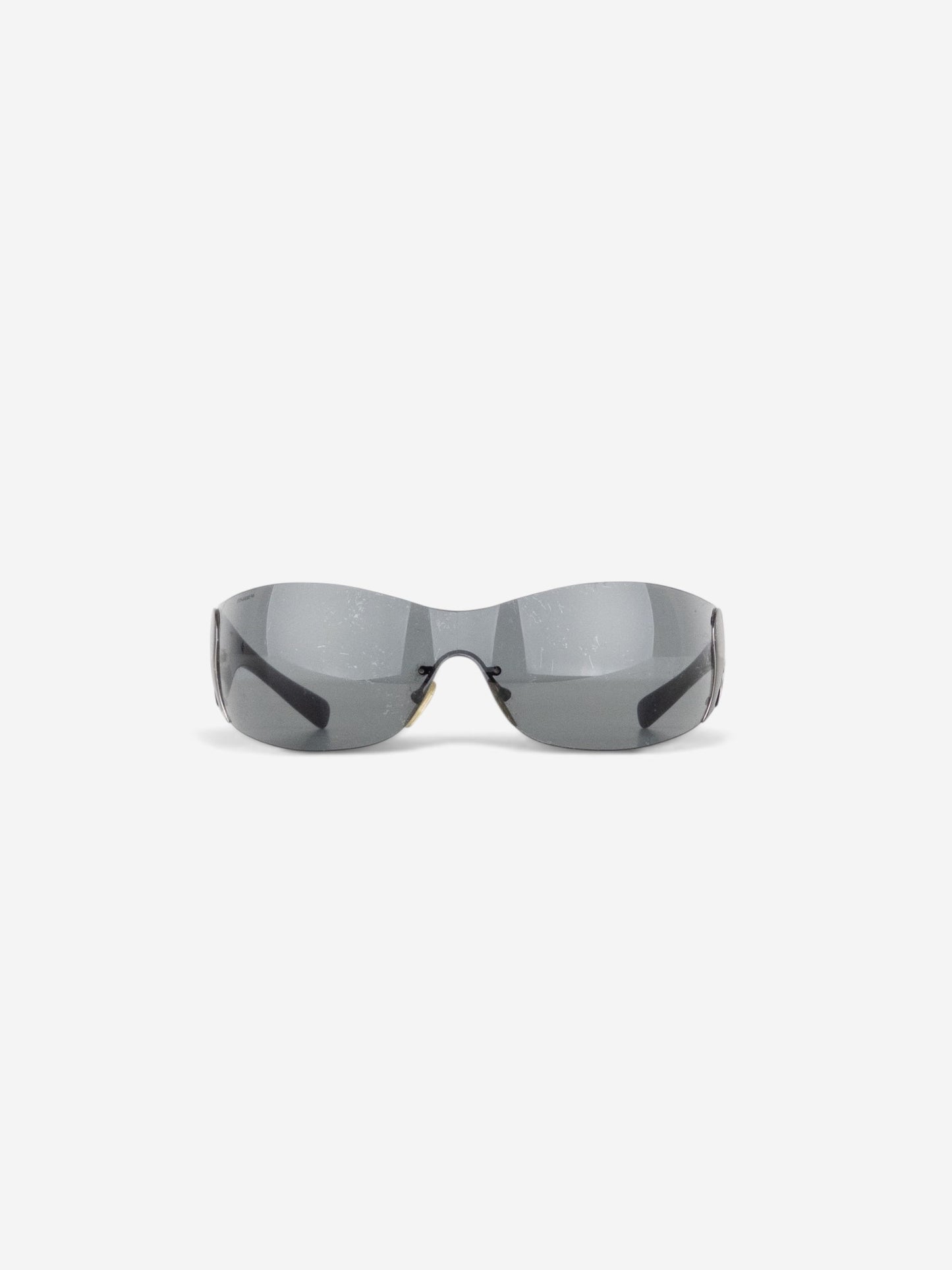 Prada SS04 'SRP58F' Flame Wrap Mask Shield Sunglasses – front view