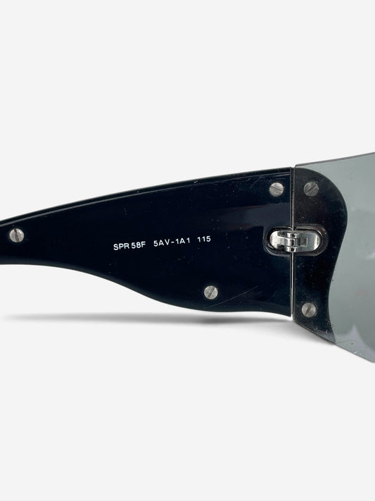 Prada SS04 'SRP58F' Flame Wrap Mask Shield Sunglasses – model number engraving detail