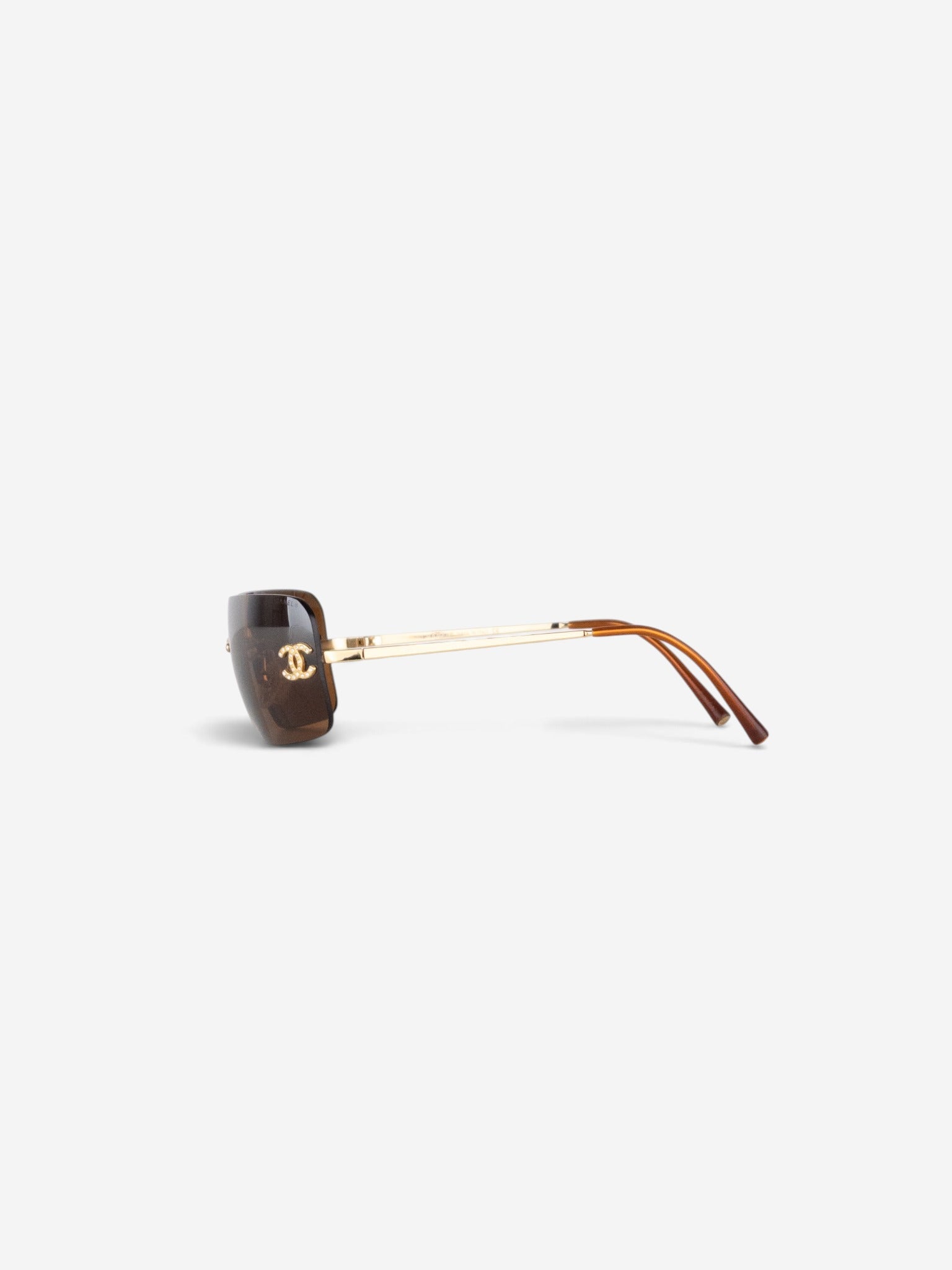 Chanel 2000s Rimless '4017 D' CC Rhinestone Sunglasses – side view