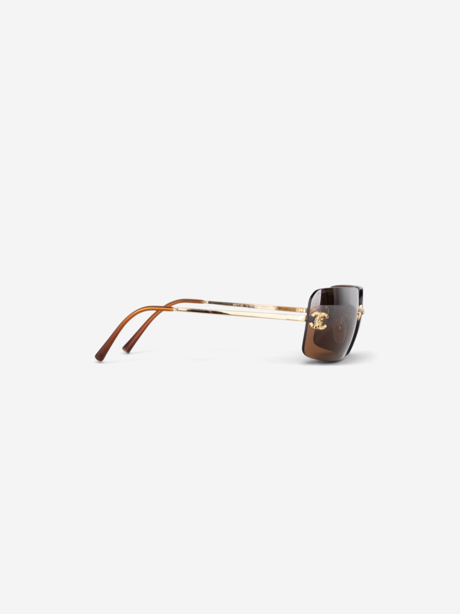 Chanel 2000s Rimless '4017 D' CC Rhinestone Sunglasses – side view from the other side