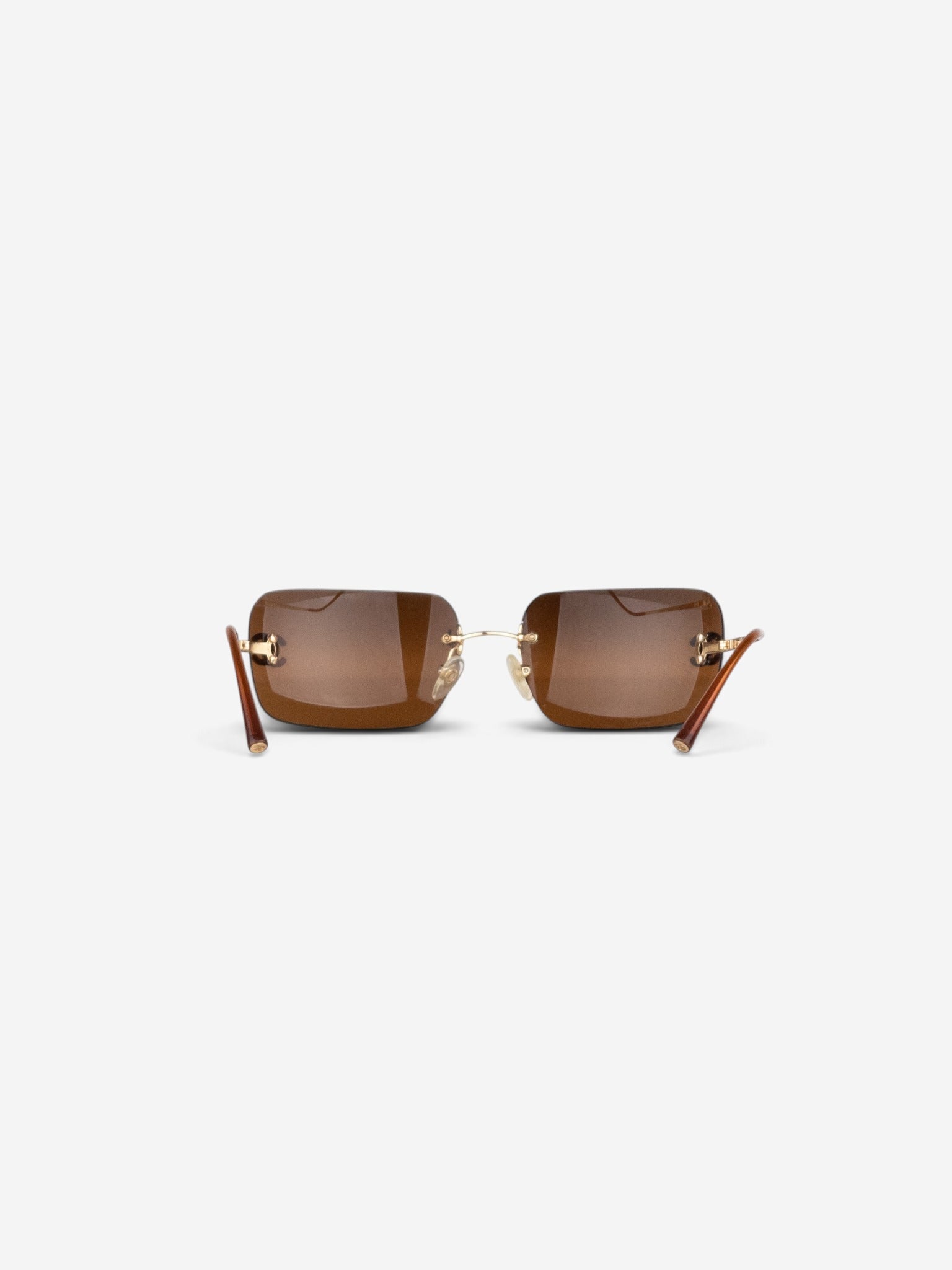 Chanel 2000s Rimless '4017 D' CC Rhinestone Sunglasses – back view
