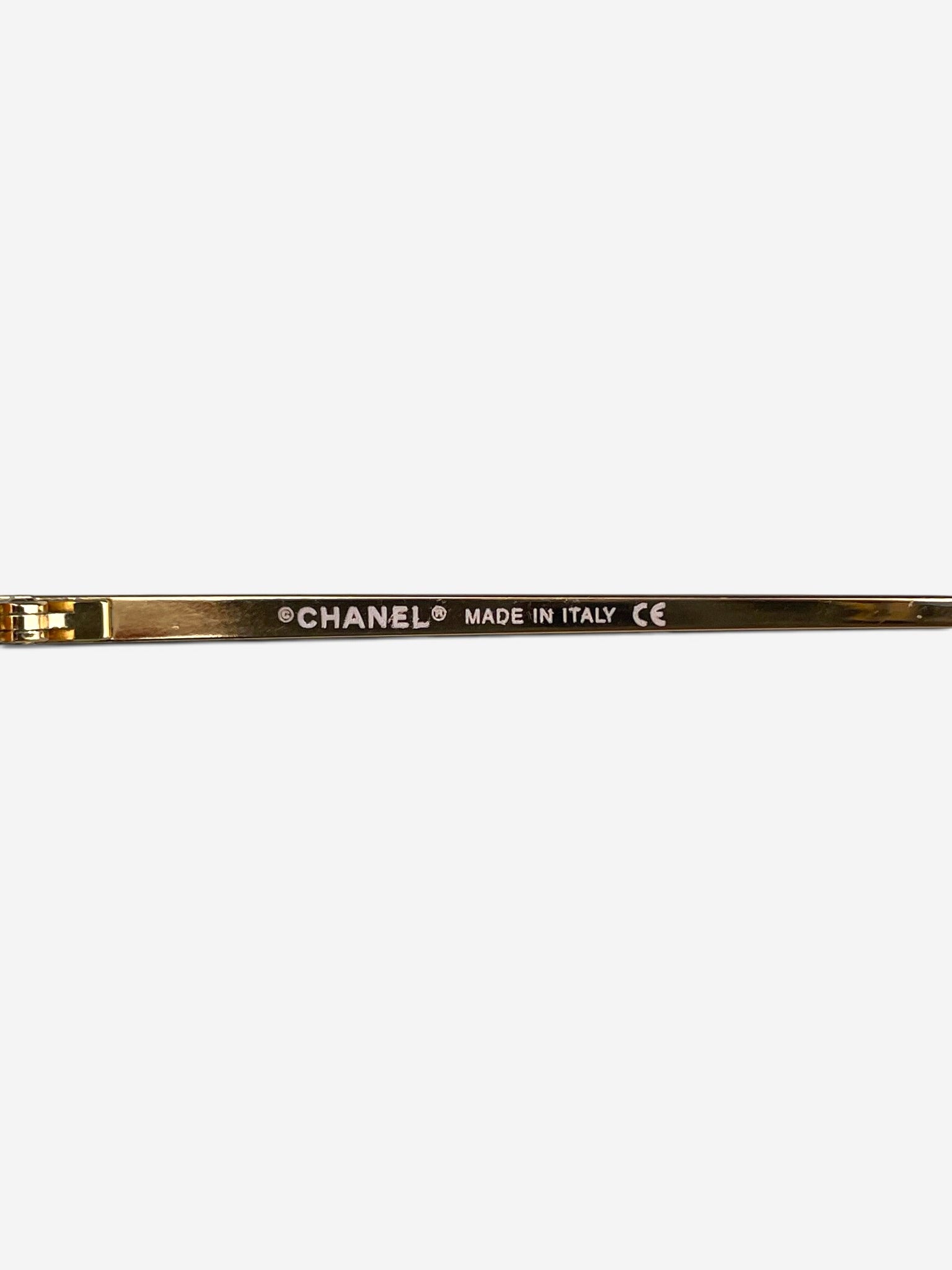 Chanel 2000s Rimless '4017 D' CC Rhinestone Sunglasses – brand marking detail