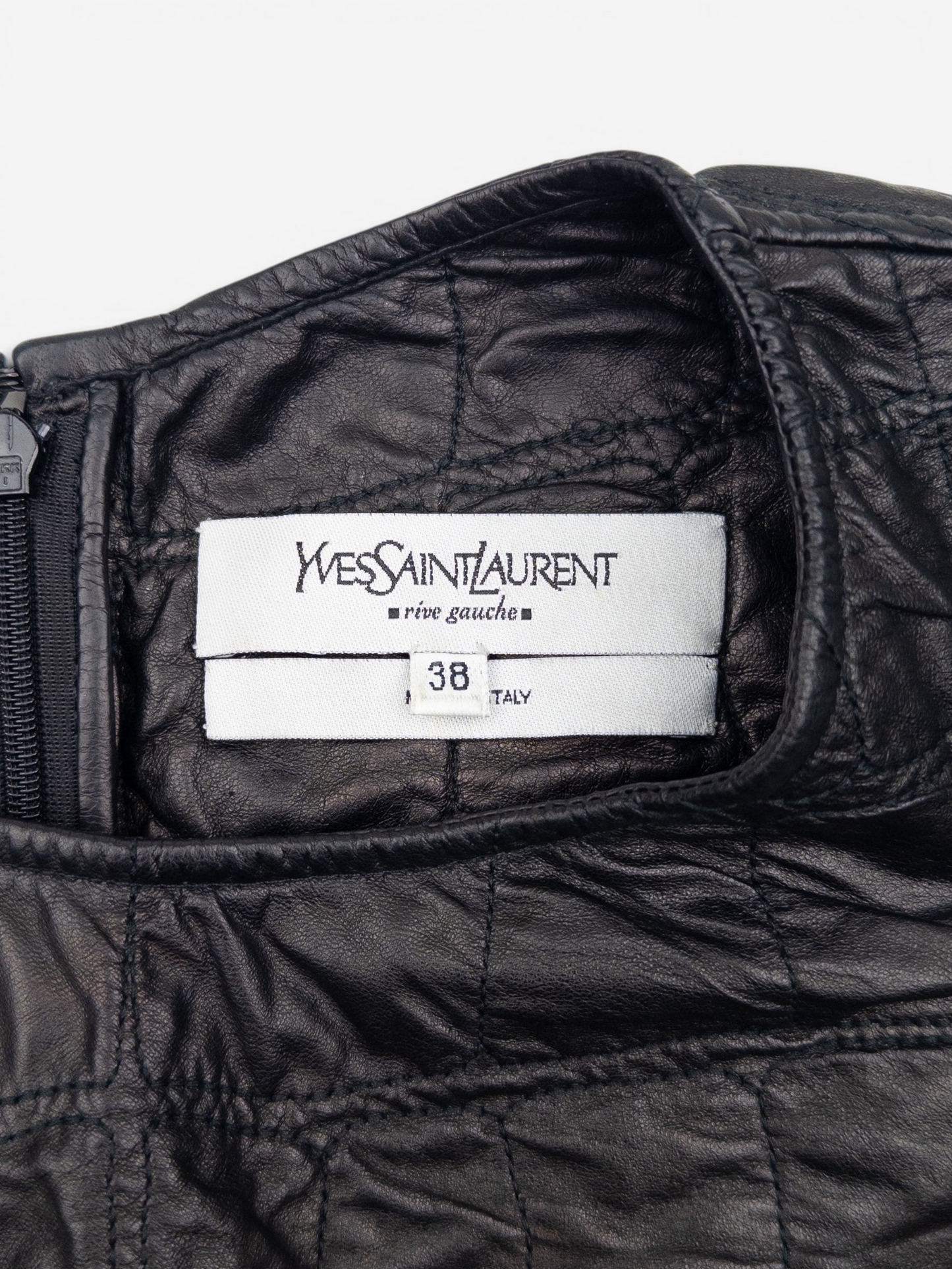YSL Rive Gauche by Tom Ford 2000s Sleeveless Croco-Print Leather Tank Top – brand and size label