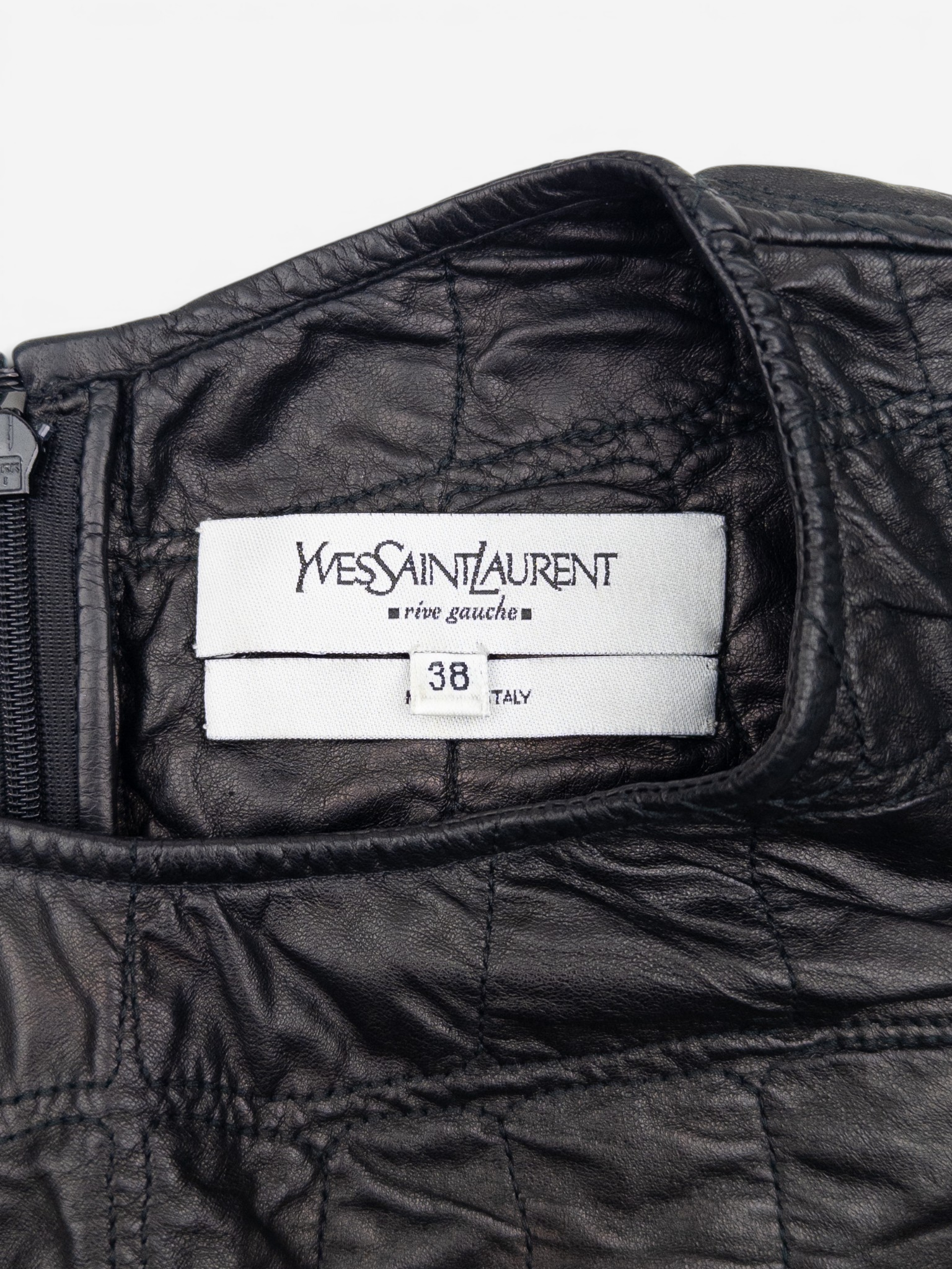 YSL Rive Gauche by Tom Ford 2000s Sleeveless Croco-Print Leather Tank Top – brand and size label