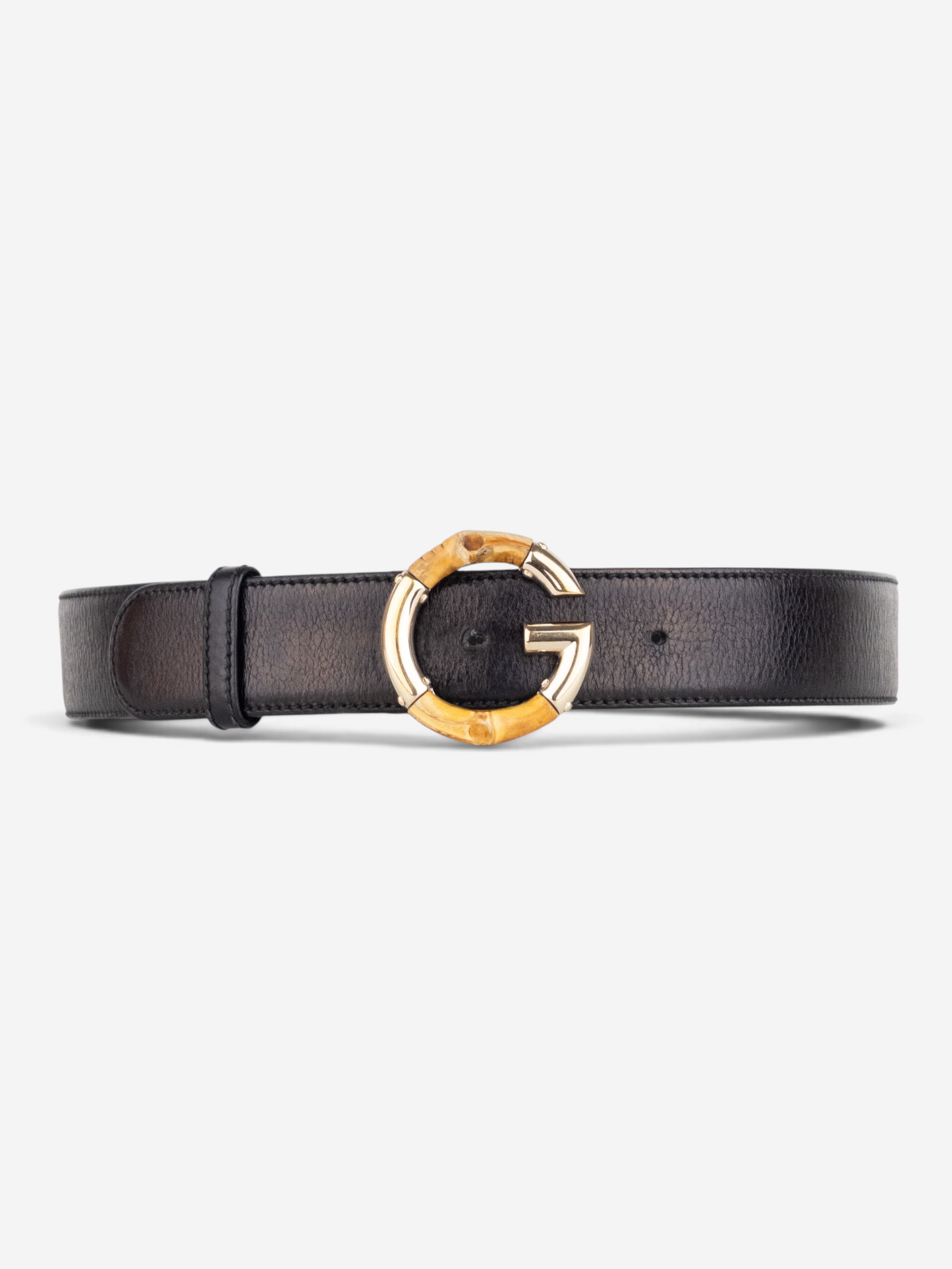 Gucci by Frida Giannini 2010s Bamboo Buckle Leather Belt – front view