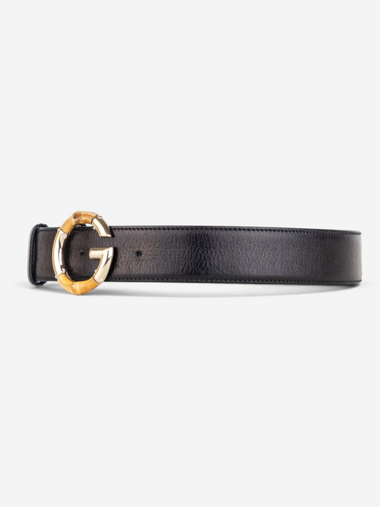 Gucci by Frida Giannini 2010s Bamboo Buckle Leather Belt – product view 2