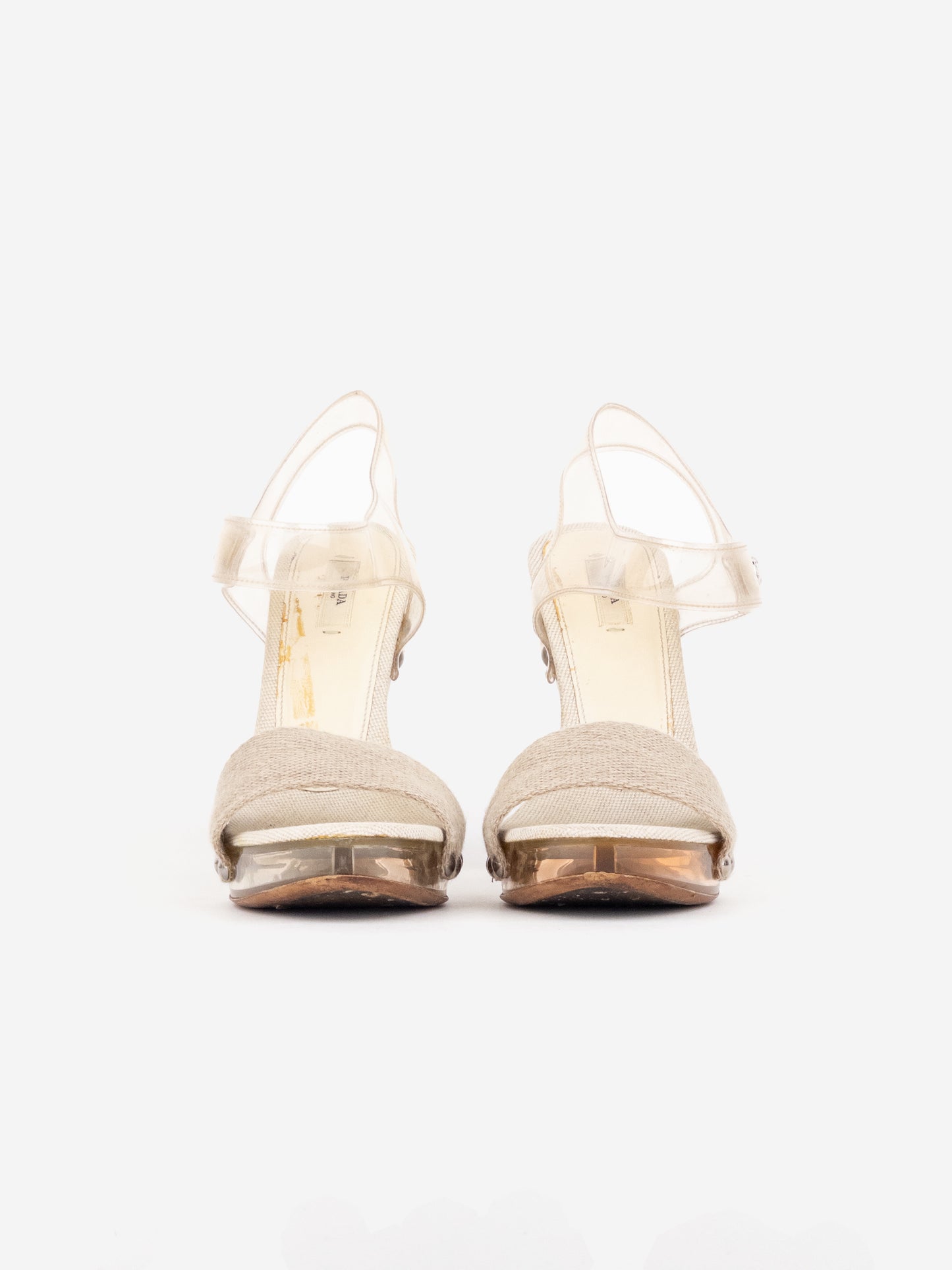 Prada SS10 Clear PVC Lucite Sandal Stripper Heels