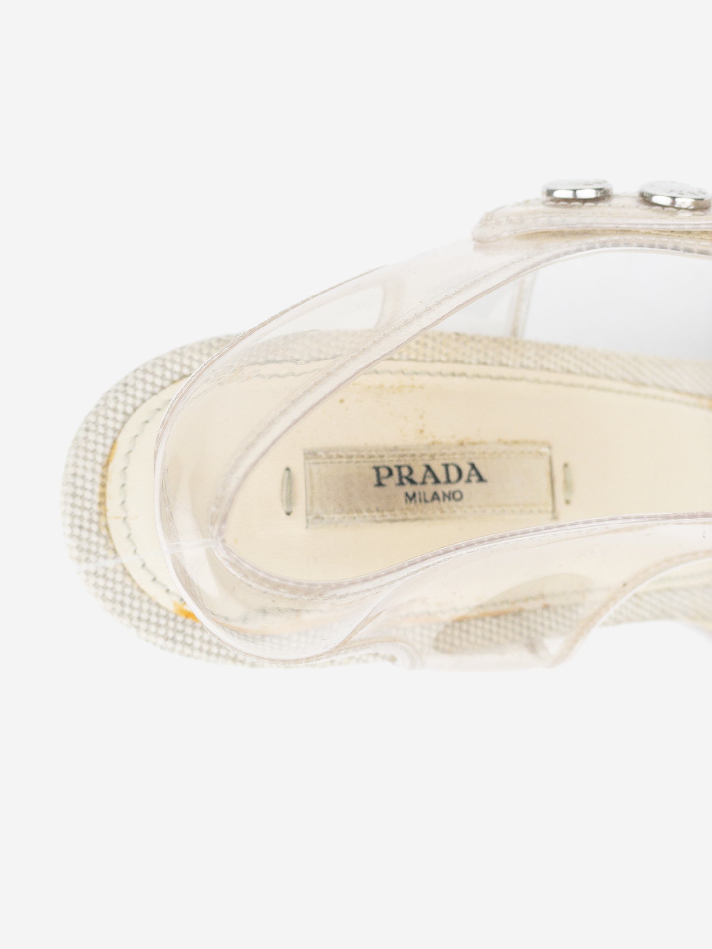 Prada SS10 Clear PVC Lucite Sandal Stripper Heels