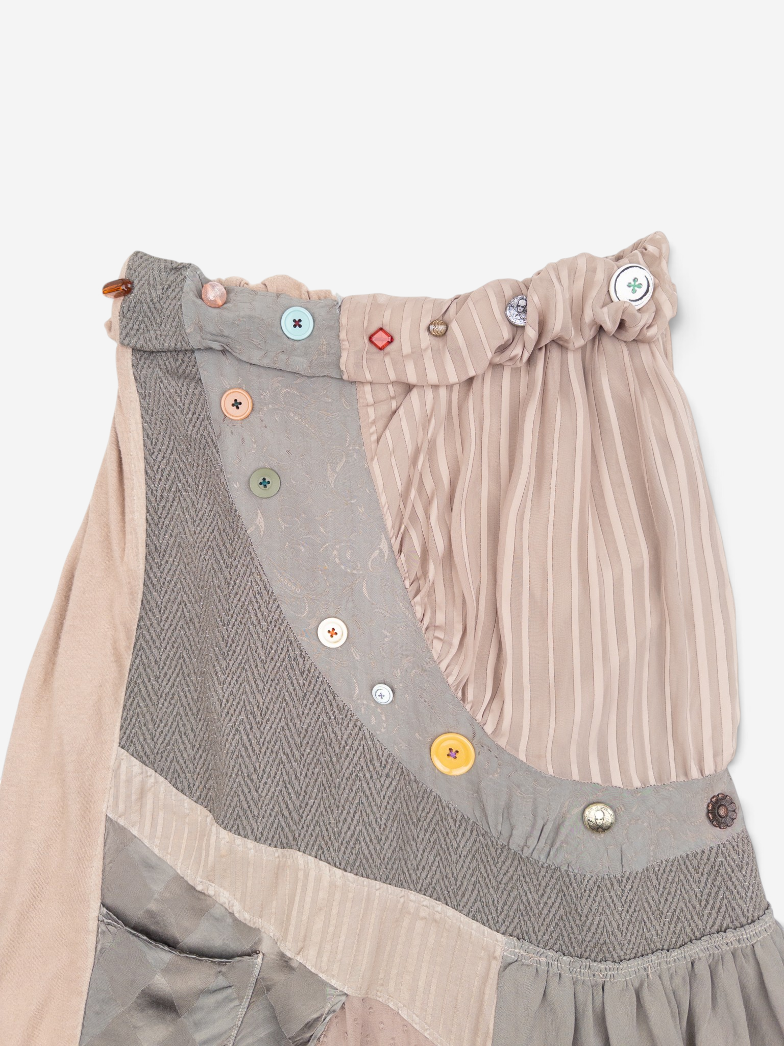 Undercover AW04 But Beautiful Reconstructed Patchwork Skirt – patchwork and button detail