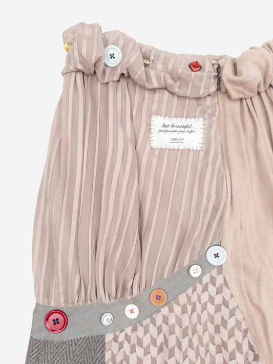 Undercover AW04 But Beautiful Reconstructed Patchwork Skirt – button and patchwork detail