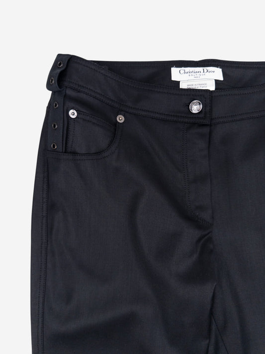Dior by Galliano SS03 Coated Bootcut Bondage Biker Pants – waistband and brand label