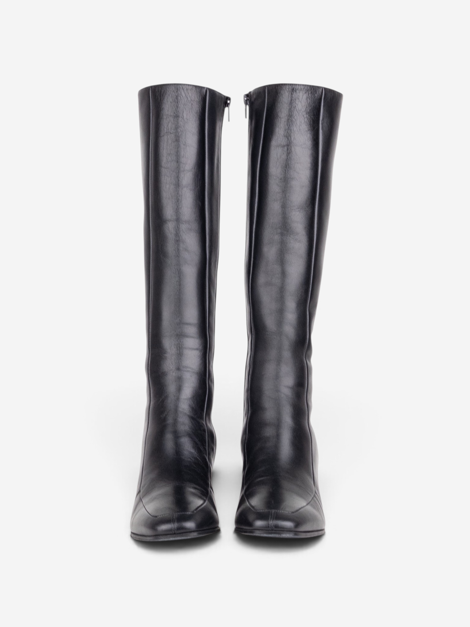 Saint Laurent AW22 Knee-High Otto 70 Riding Boots – pair front view