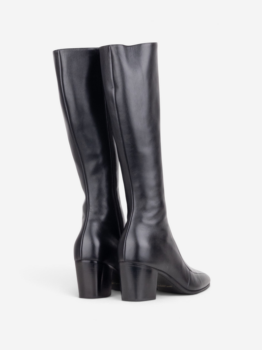 Saint Laurent AW22 Knee-High Otto 70 Riding Boots – angled view