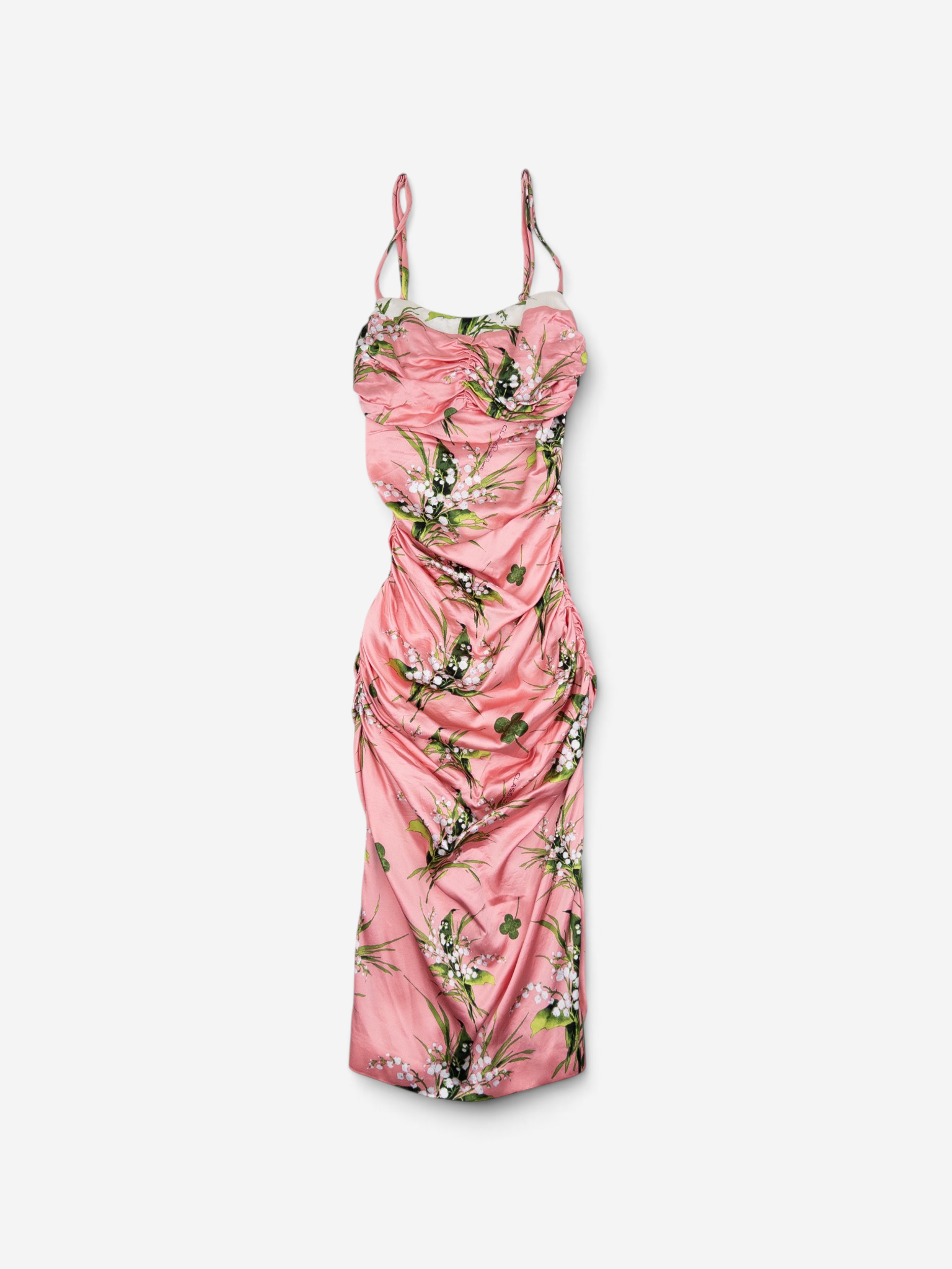 Roberto Cavalli 2010s Ruched Floral Print Midi Dress