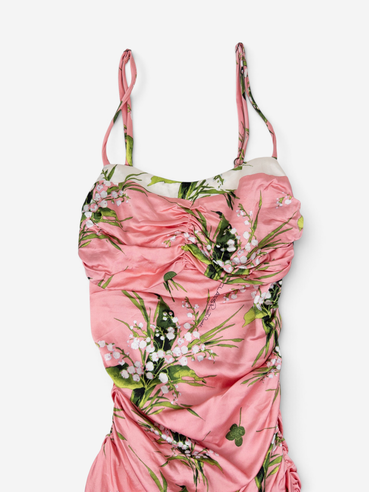 Roberto Cavalli 2010s Ruched Floral Print Midi Dress