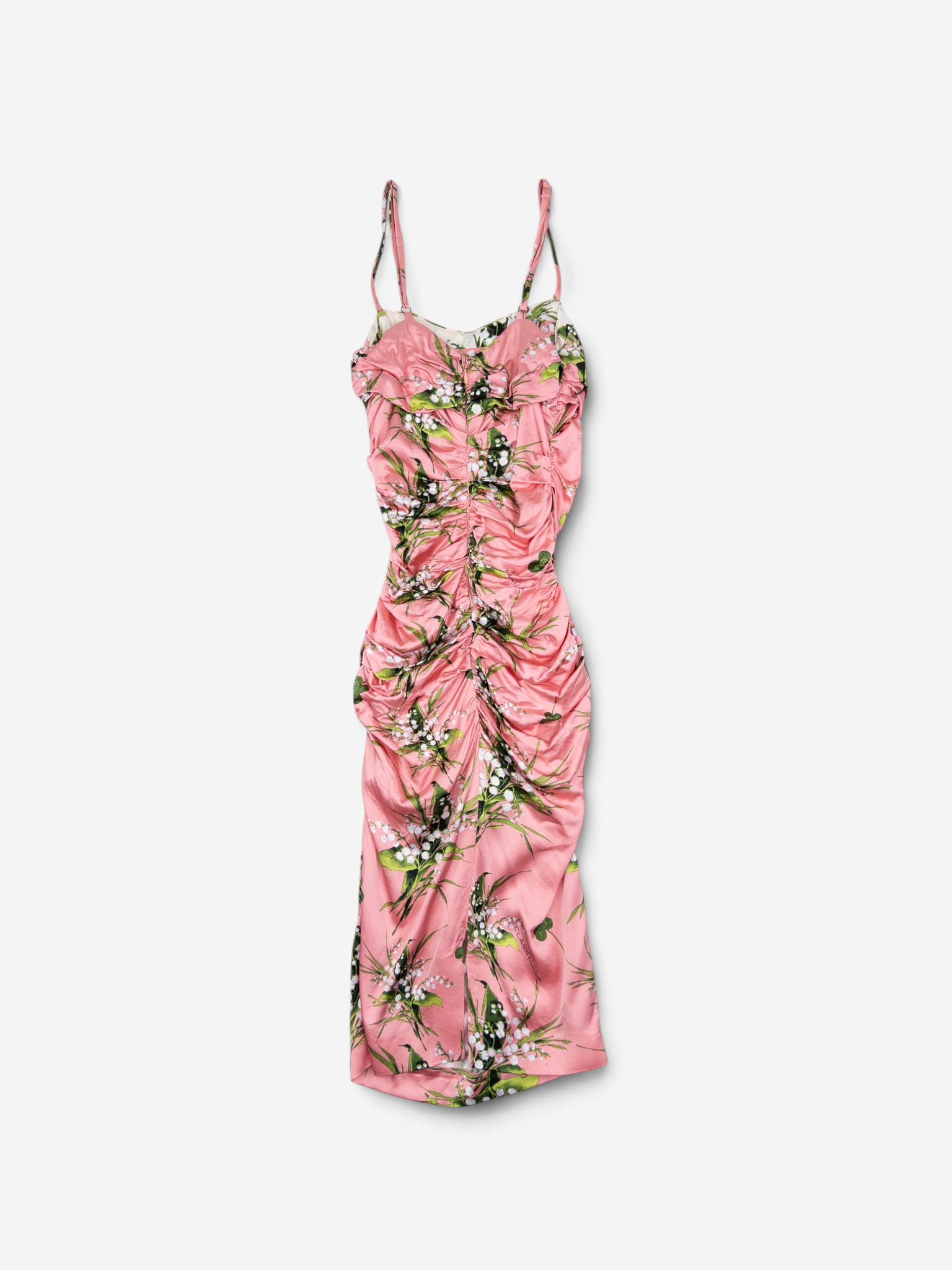 Roberto Cavalli 2010s Ruched Floral Print Midi Dress