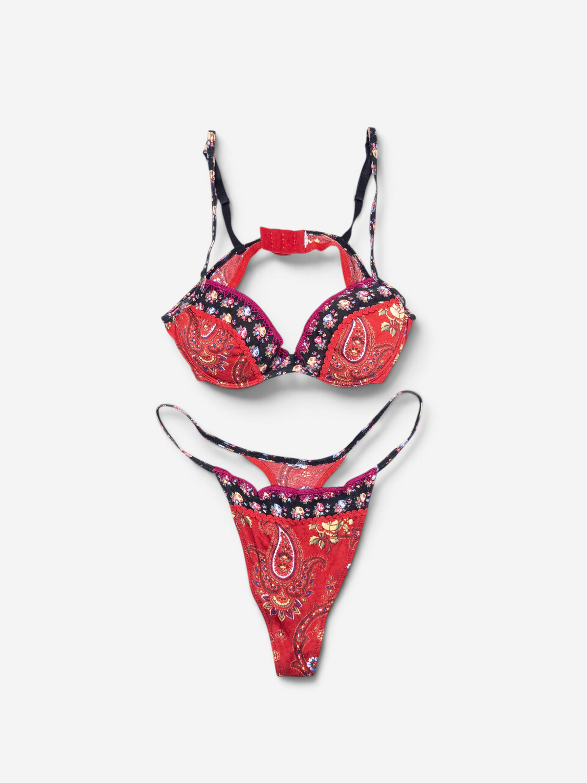 Dior by Galliano SS02 'Russian Folklore' Paisley Flowers Bikini Set – full set flat