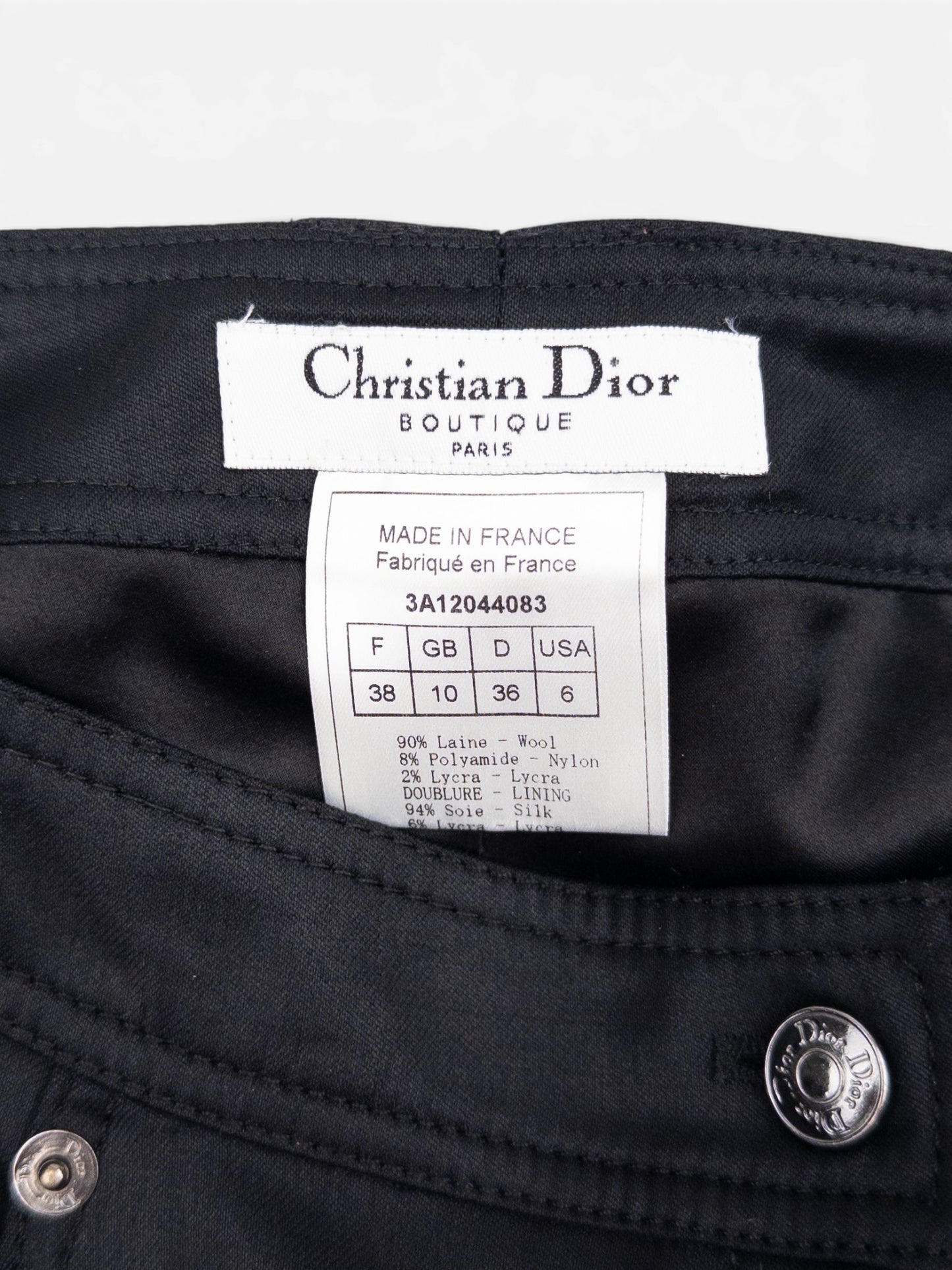 Dior by Galliano SS03 Coated Bootcut Bondage Biker Pants – size label