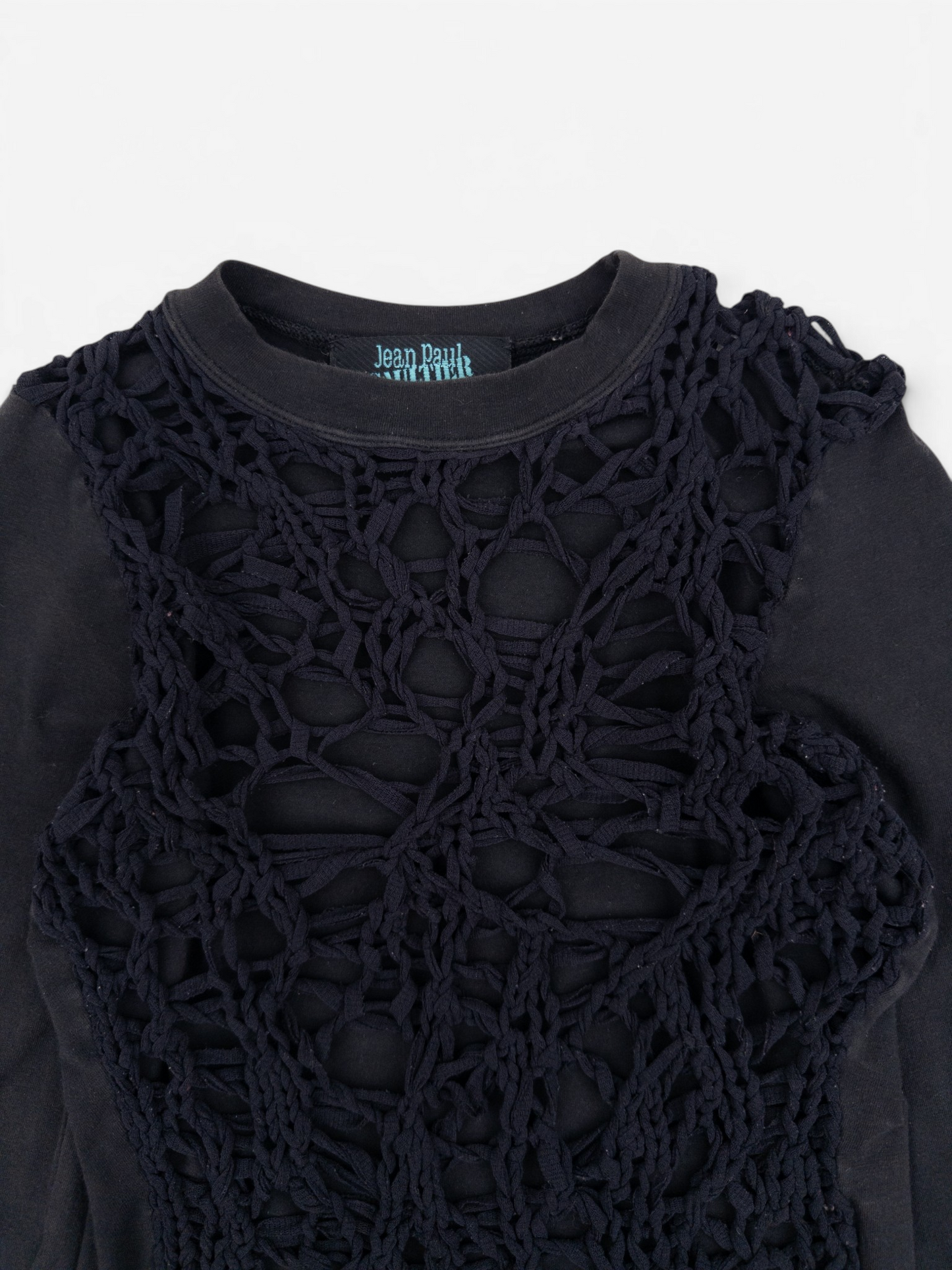Jean Paul Gaultier 90s Spiderweb-Knit Mesh Longsleeve – spiderweb knit detail