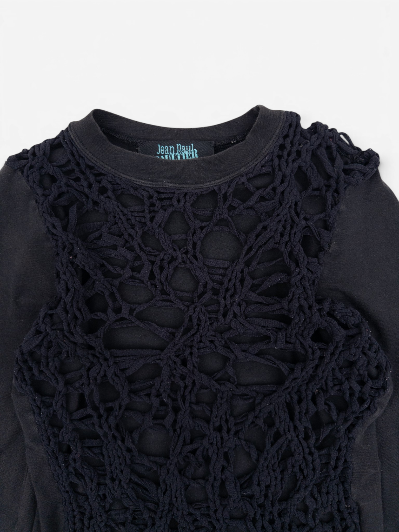 Jean Paul Gaultier 90s Spiderweb-Knit Mesh Longsleeve – spiderweb knit detail
