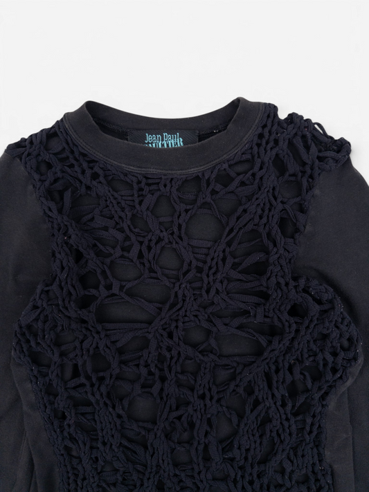Jean Paul Gaultier 90s Spiderweb-Knit Mesh Longsleeve – spiderweb knit detail