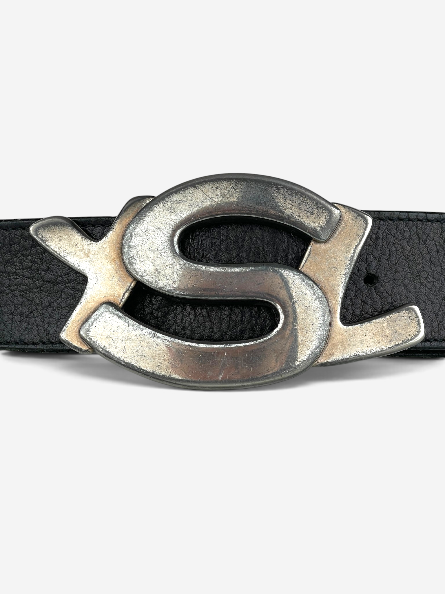 YSL Rive Gauche by Tom Ford 2000s ‘Propaganda’ Logo Buckle Leather Belt – detail view 1