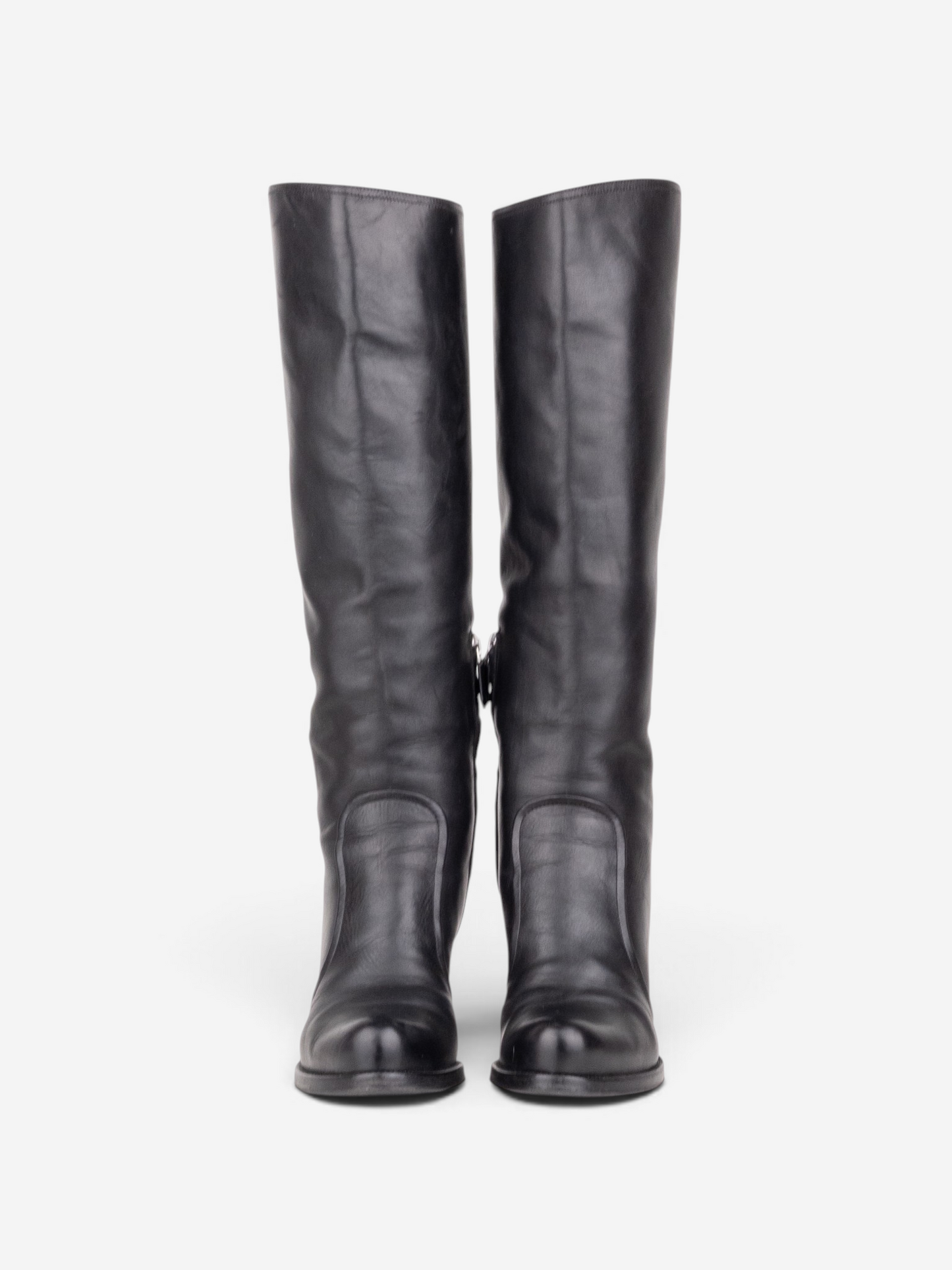 Prada 2000s Knee High Heel Boots – pair front view