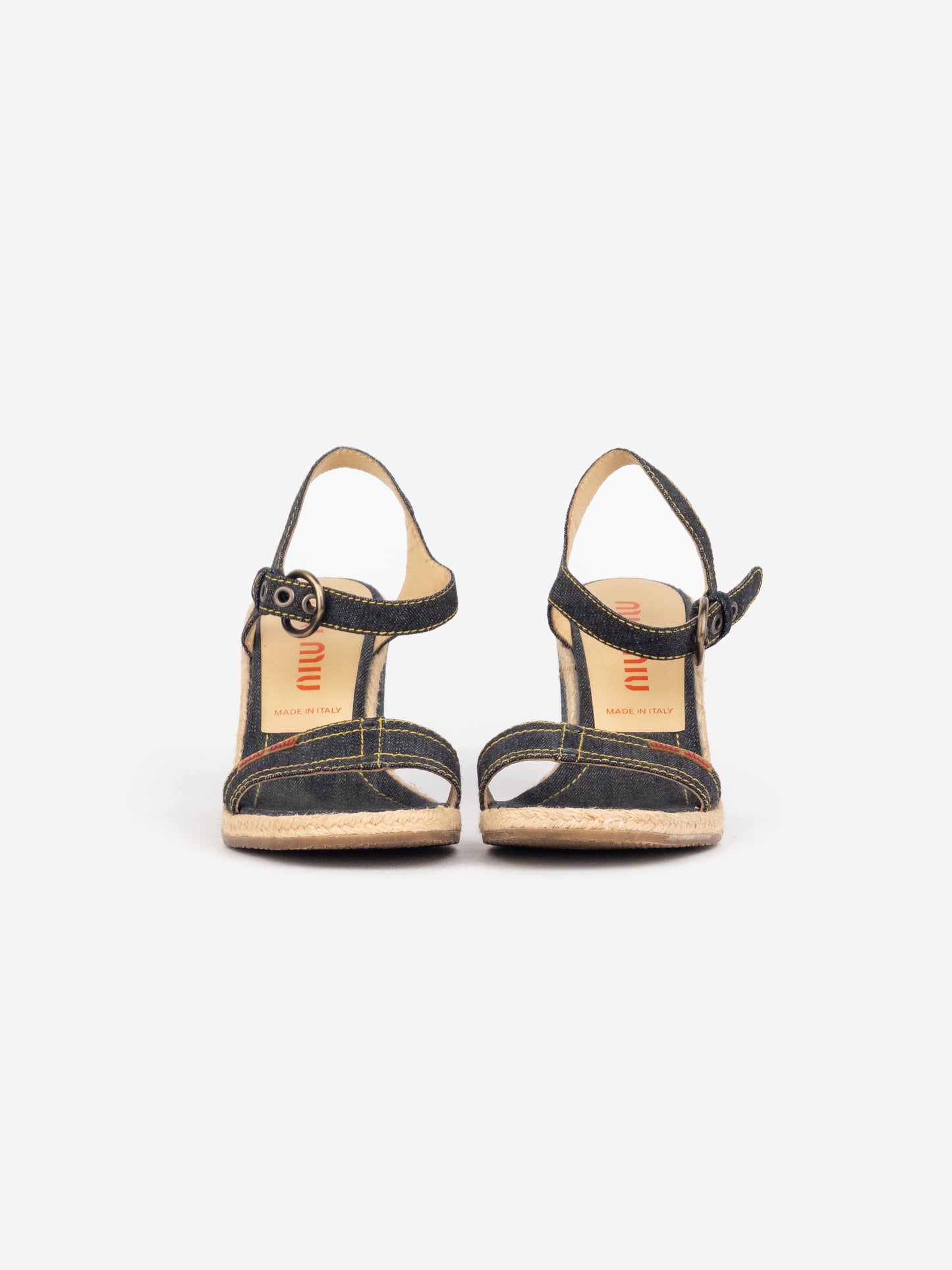 Miu Miu 2000s Espadrilles Denim Sandal Wedge Heels