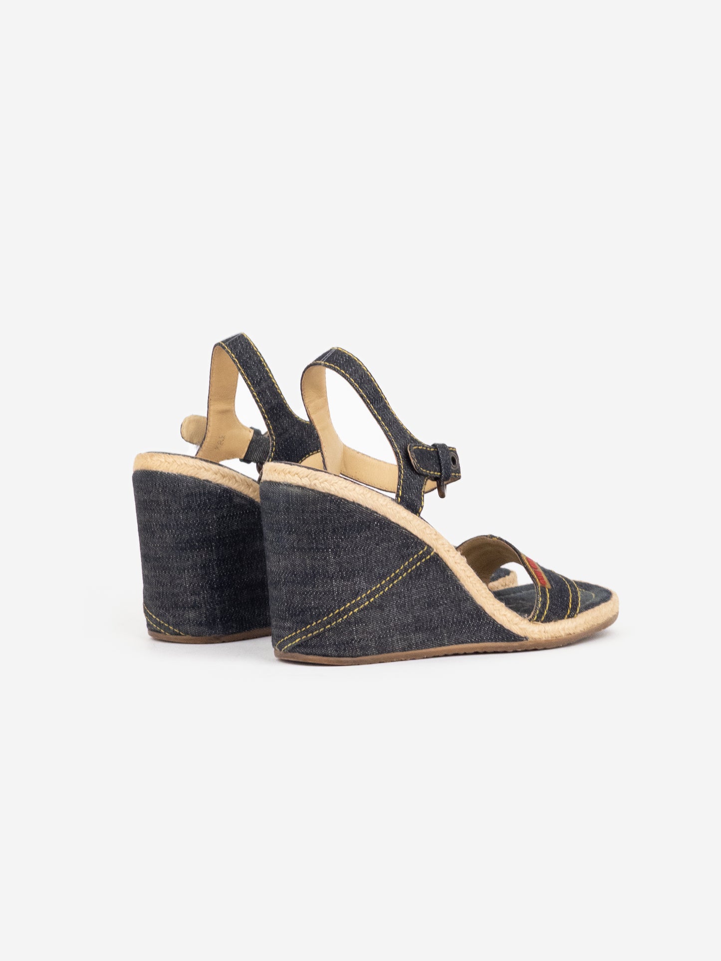 Miu Miu 2000s Espadrilles Denim Sandal Wedge Heels
