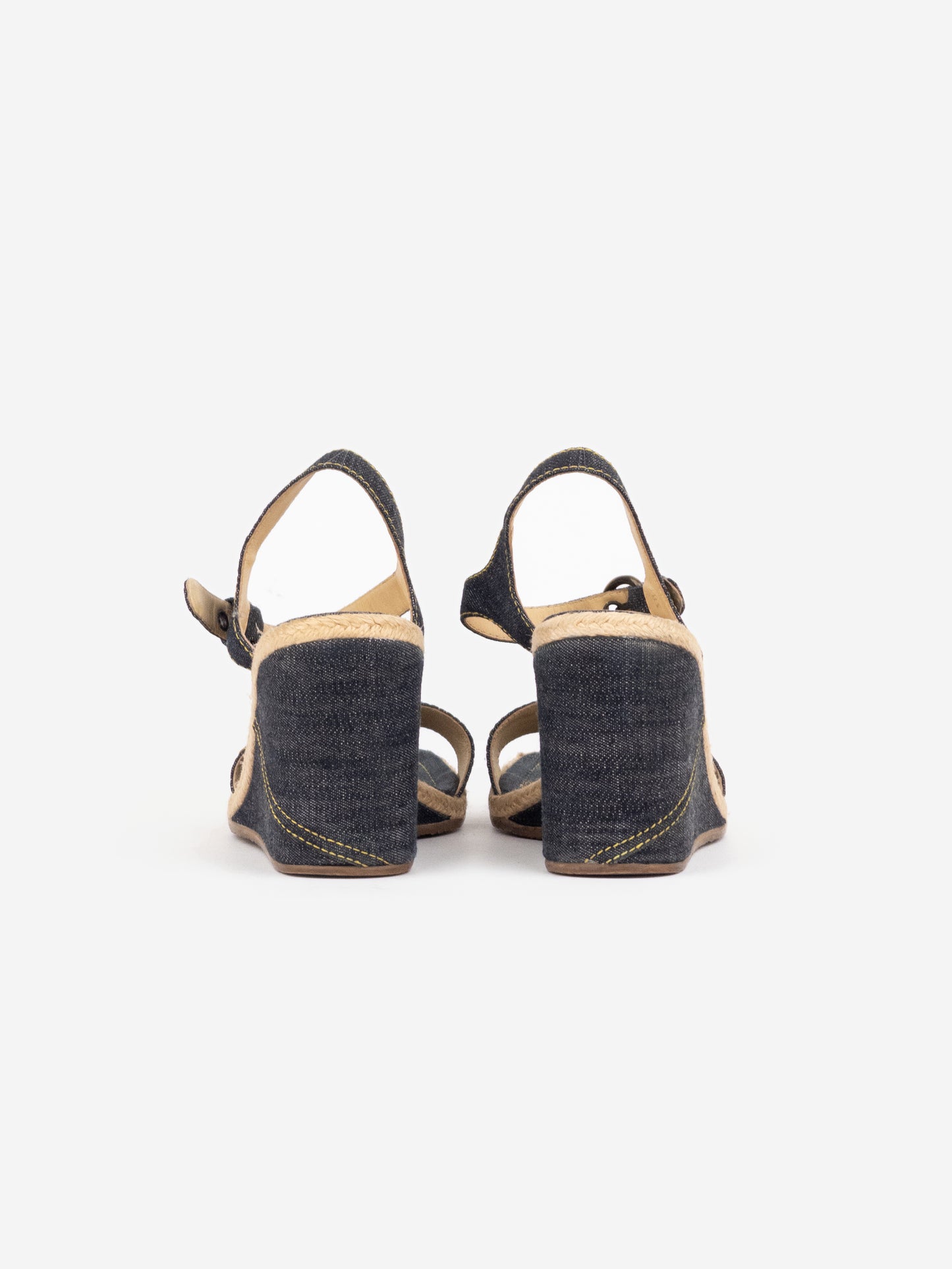 Miu Miu 2000s Espadrilles Denim Sandal Wedge Heels