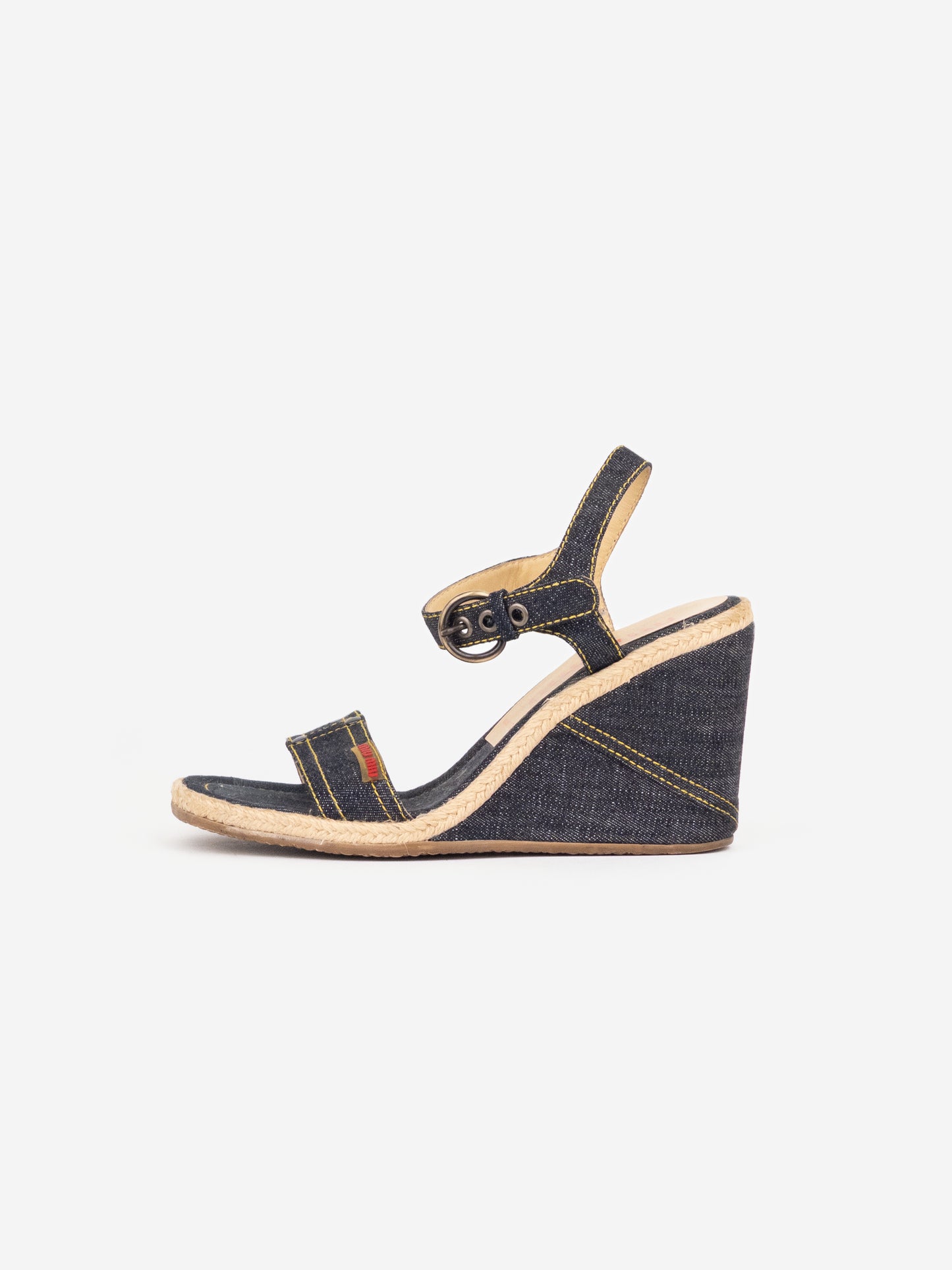 Miu Miu 2000s Espadrilles Denim Sandal Wedge Heels
