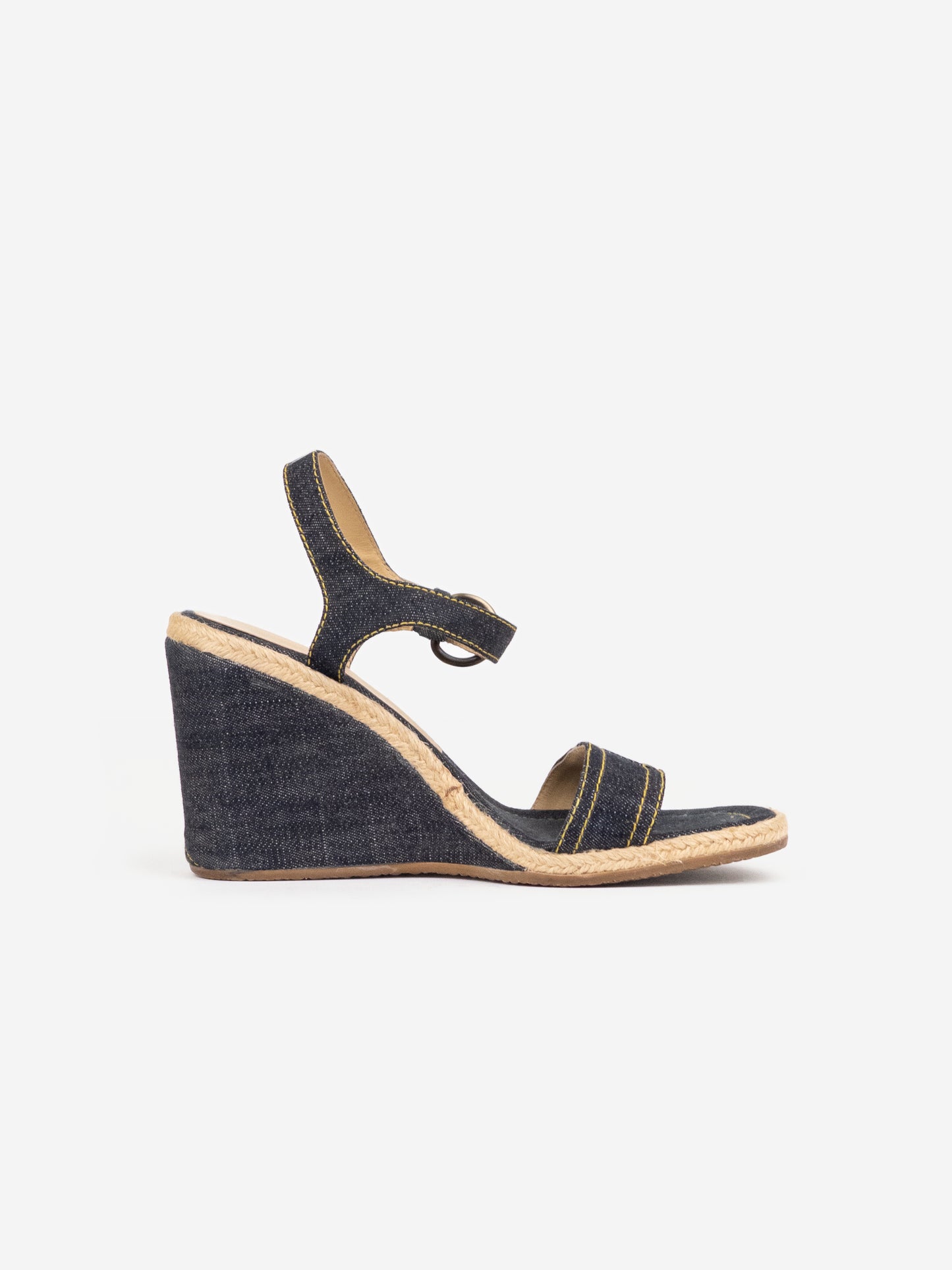Miu Miu 2000s Espadrilles Denim Sandal Wedge Heels