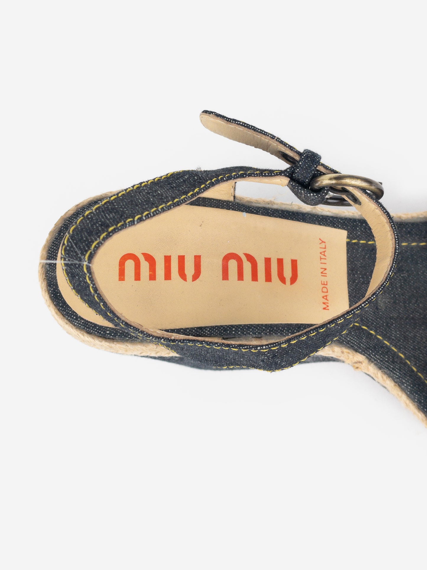 Miu Miu 2000s Espadrilles Denim Sandal Wedge Heels
