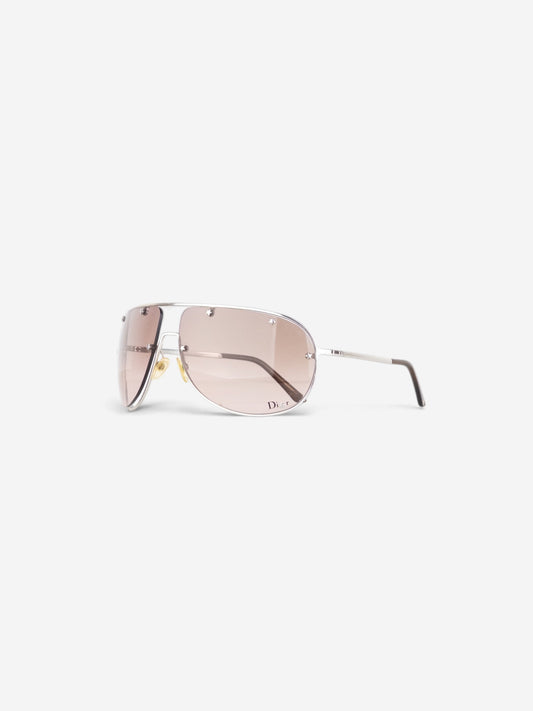 Dior by Galliano 2000s 'Dior Windshield 1' Aviator Wrap Sunglasses – angled view