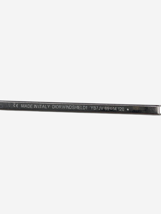 Dior by Galliano 2000s 'Dior Windshield 1' Aviator Wrap Sunglasses – model number engraving detail