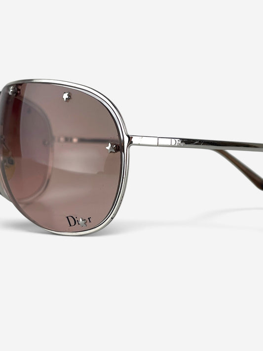 Dior by Galliano 2000s 'Dior Windshield 1' Aviator Wrap Sunglasses – logo and star stud detail