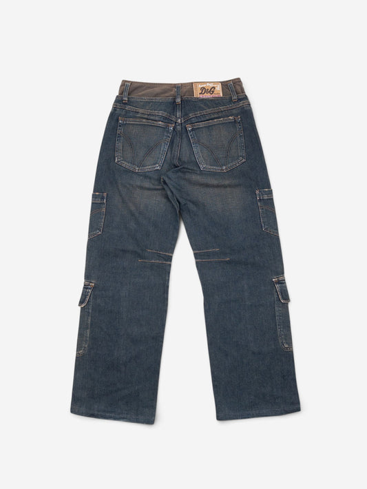 Dolce & Gabbana AW03 Double Waist Denim Cargo Pants – view 4