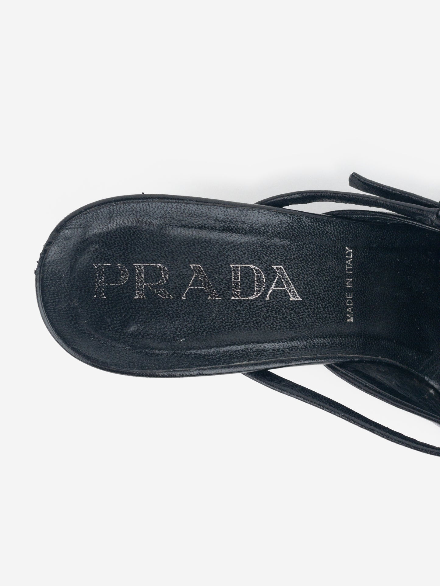 Prada 2000s Square Toe Grommet Kitten Heel Mules