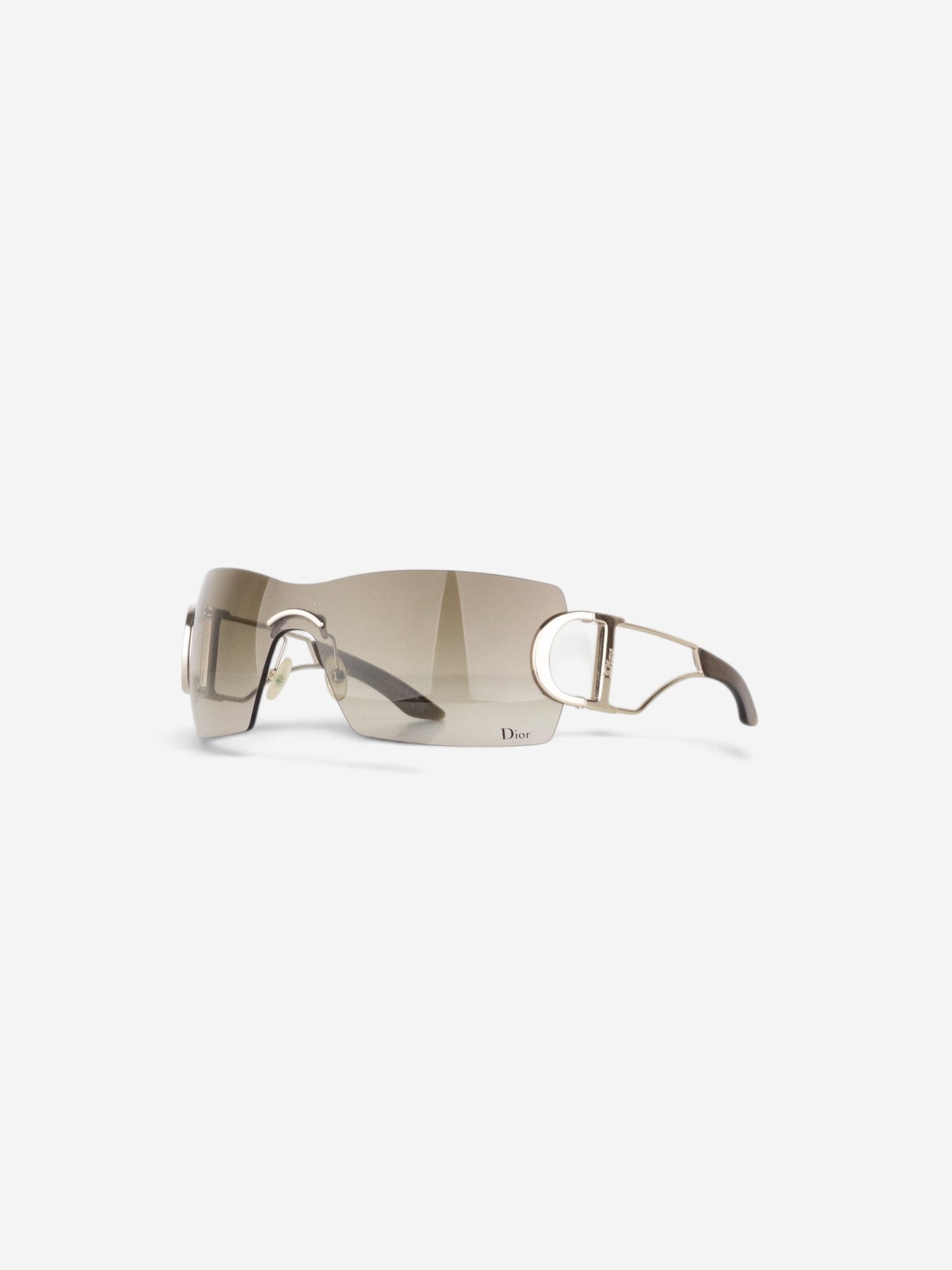 Dior by Galliano 2000s 'Diorly 2' Logo Wrap Mask Shield Sunglasses – angled view