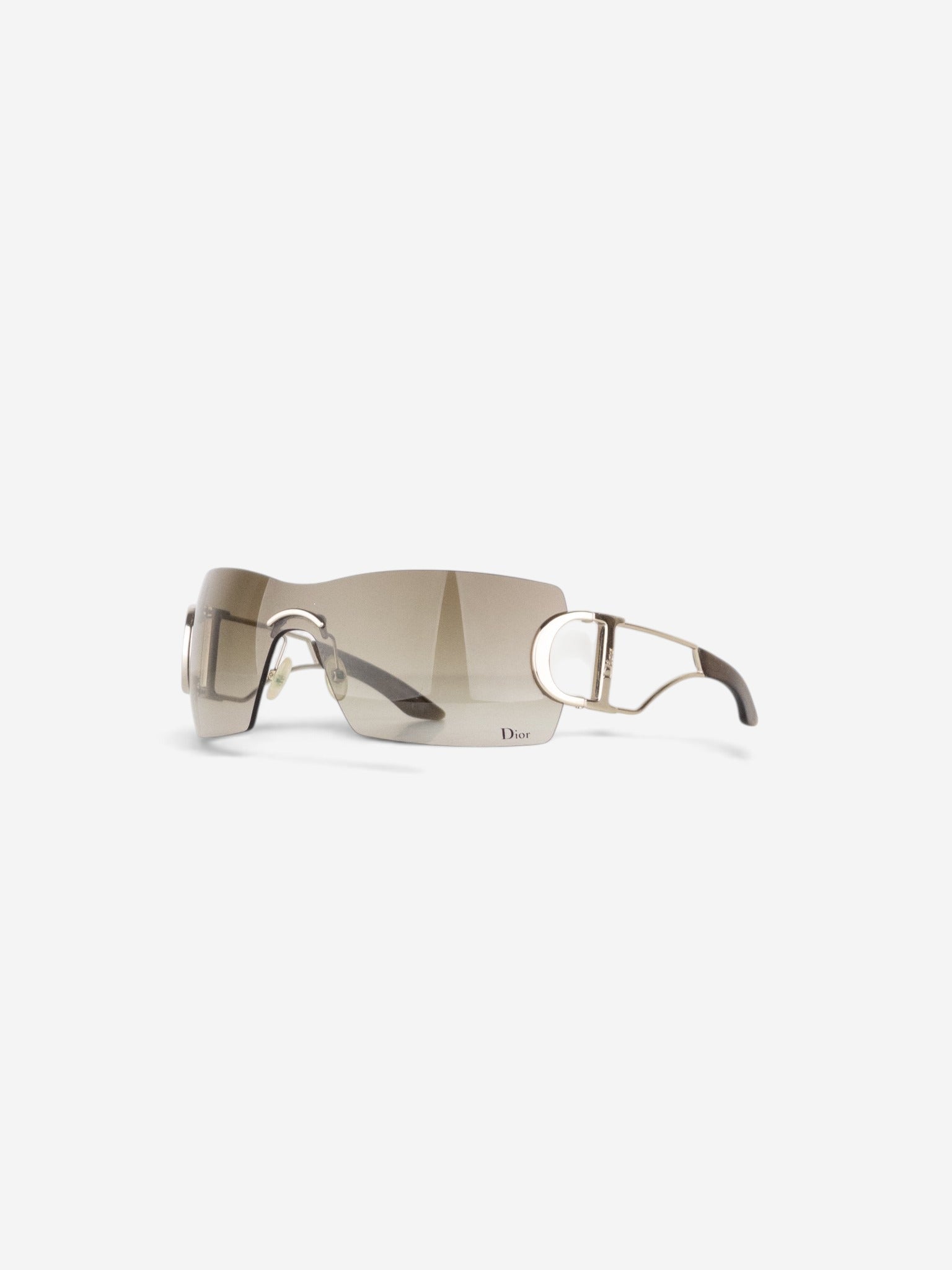 Dior by Galliano 2000s 'Diorly 2' Logo Wrap Mask Shield Sunglasses – angled view