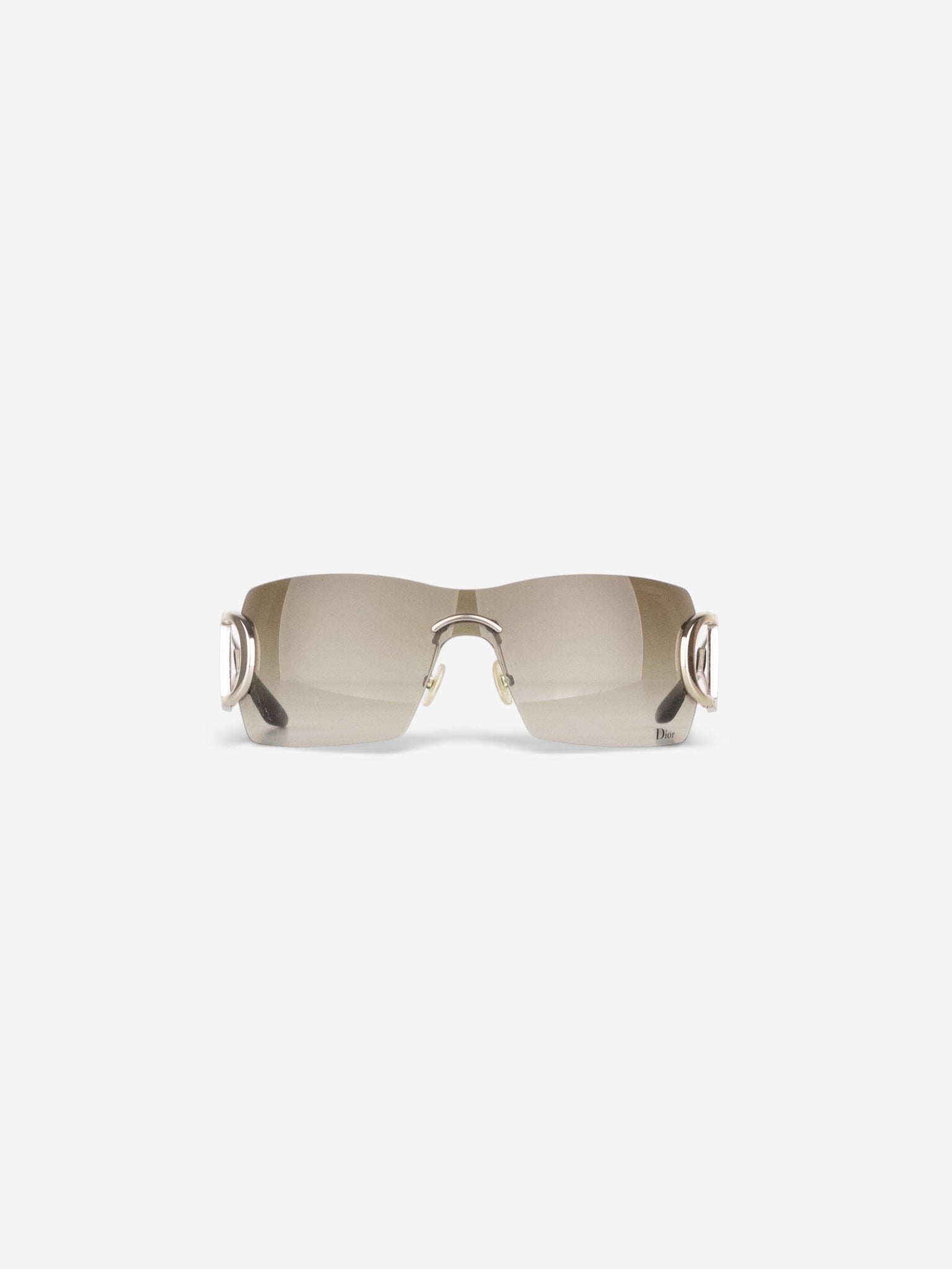Dior by Galliano 2000s 'Diorly 2' Logo Wrap Mask Shield Sunglasses – front view