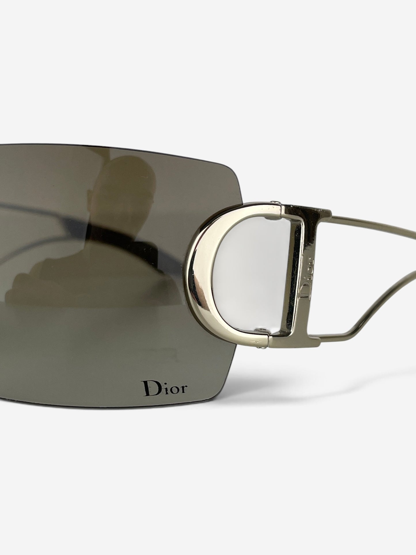 Dior by Galliano 2000s 'Diorly 2' Logo Wrap Mask Shield Sunglasses – open D-ring temple detail
